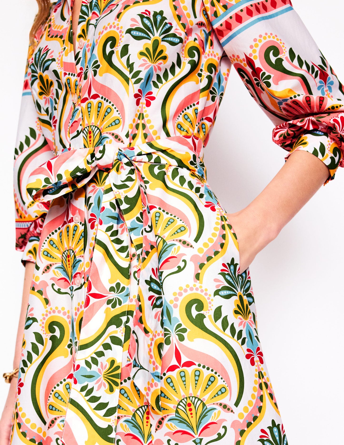Robe-chemise Clara en coton-Multi, motif Ornamental Floral