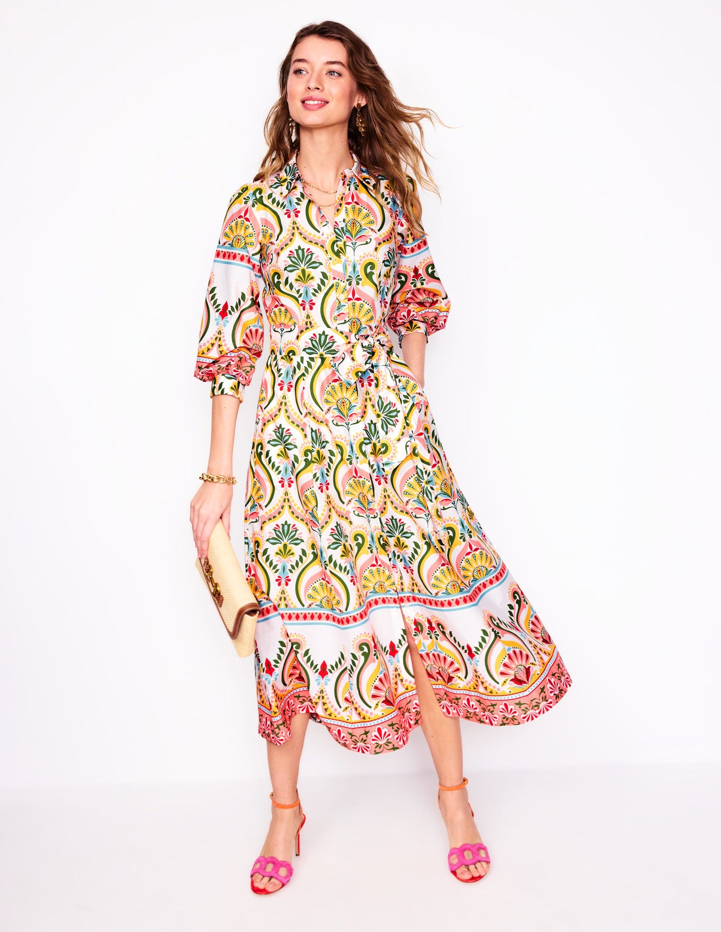Robe-chemise Clara en coton-Multi, motif Ornamental Floral