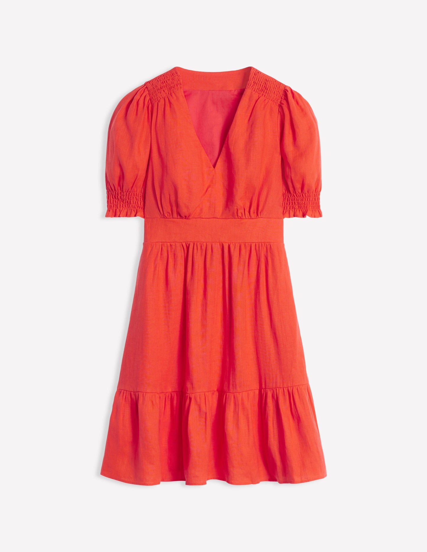 Anna Kurzes Leinenkleid-Knallrot