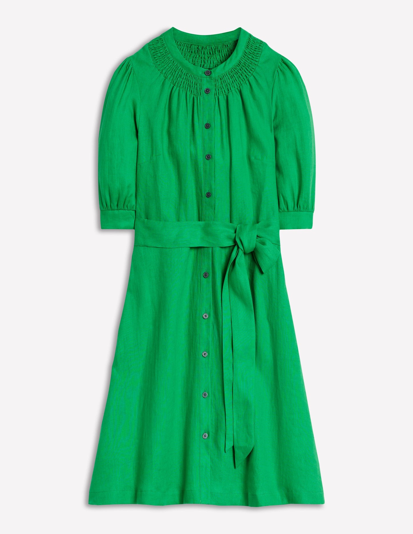 Robe courte Ada en lin-Vert printemps