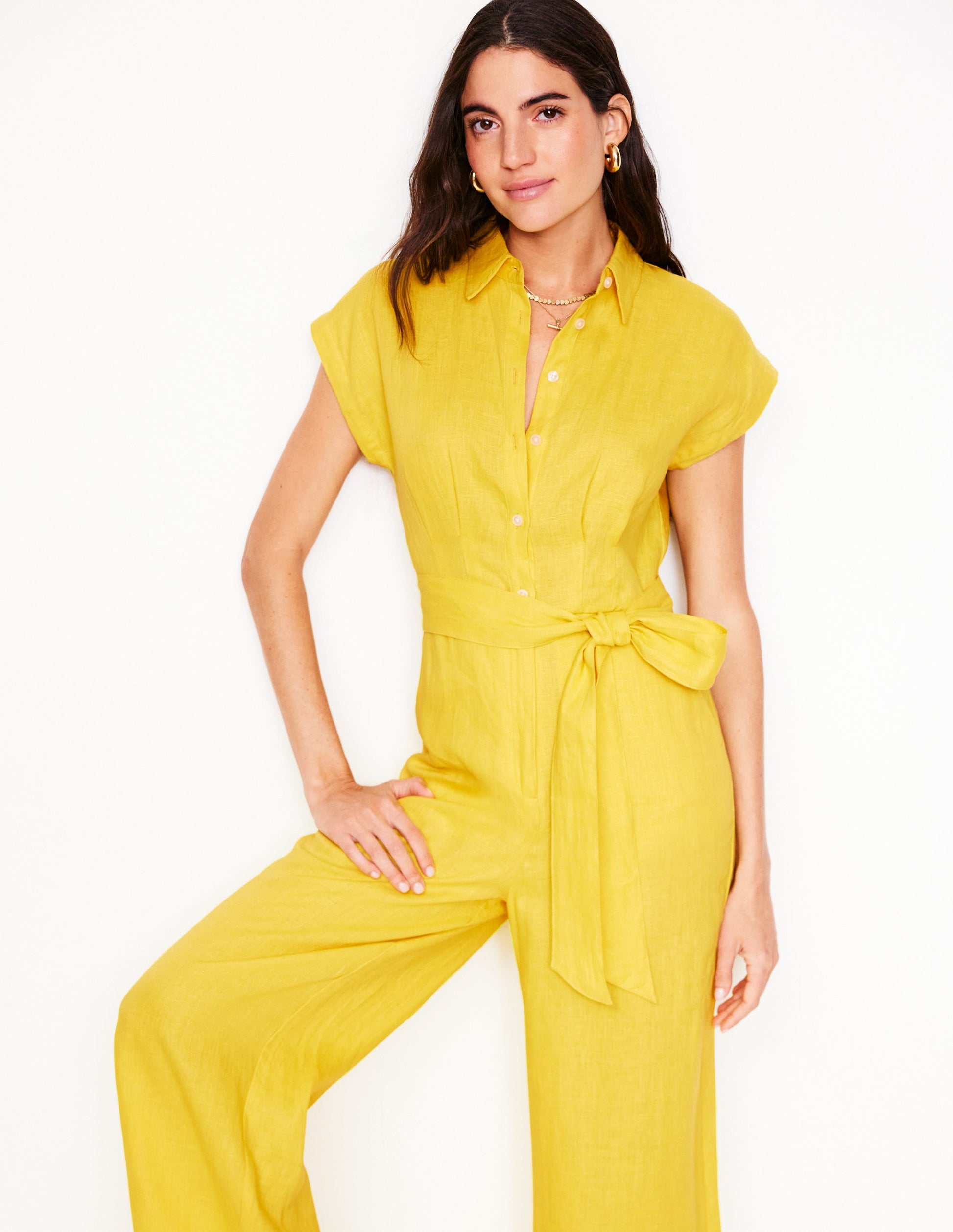 Colette Linen Jumpsuit-Pineapple Yellow-4