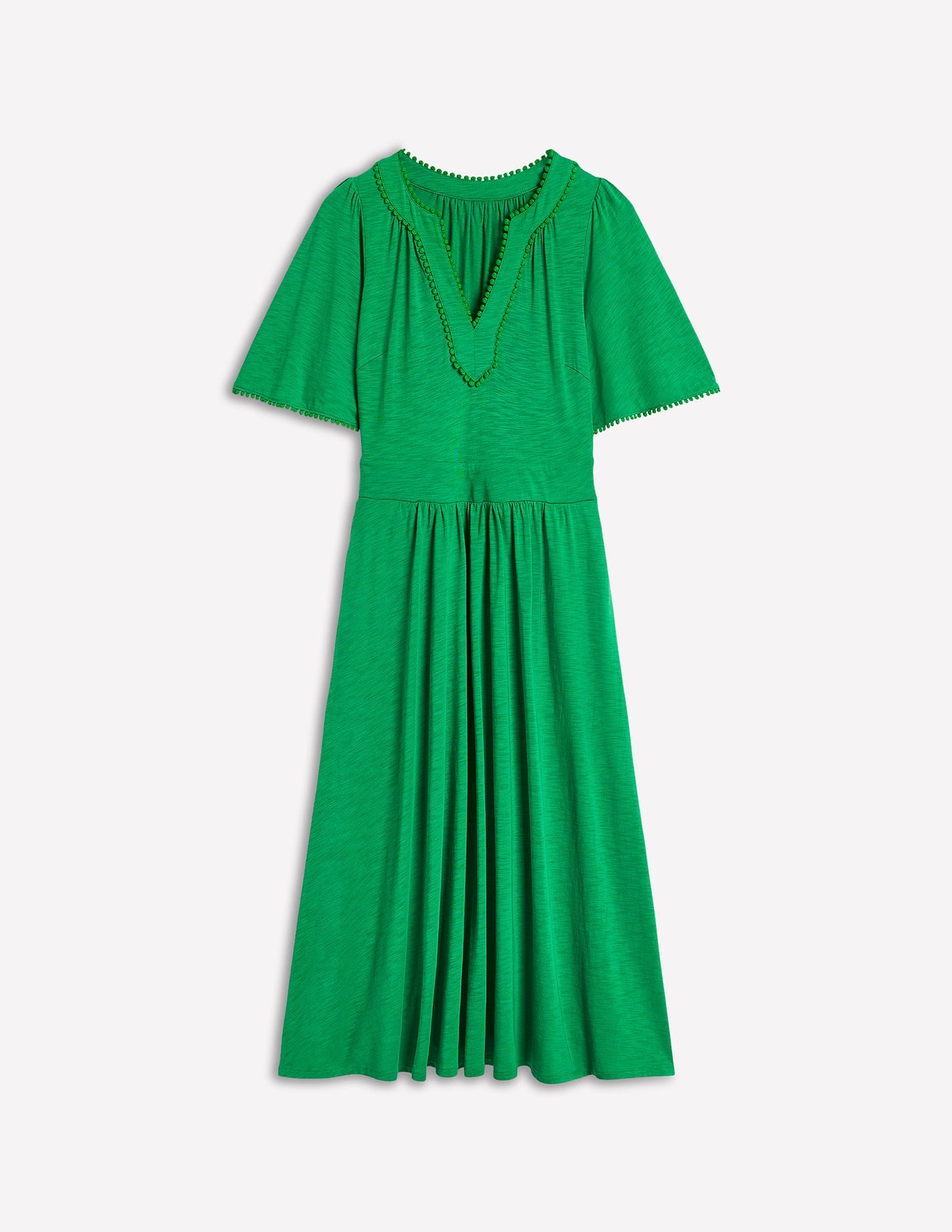 Maddie Jerseykleid mit Besatz-Paradiesgrün