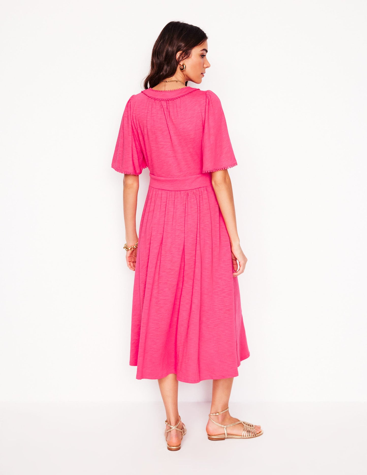 Maddie Jerseykleid mit Besatz-Kamelienrosa