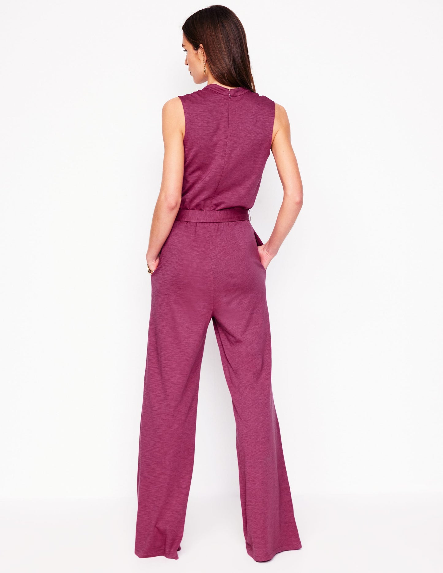 Naomi Jersey-Jumpsuit mit gekerbtem Ausschnitt-Pflaumenviolett