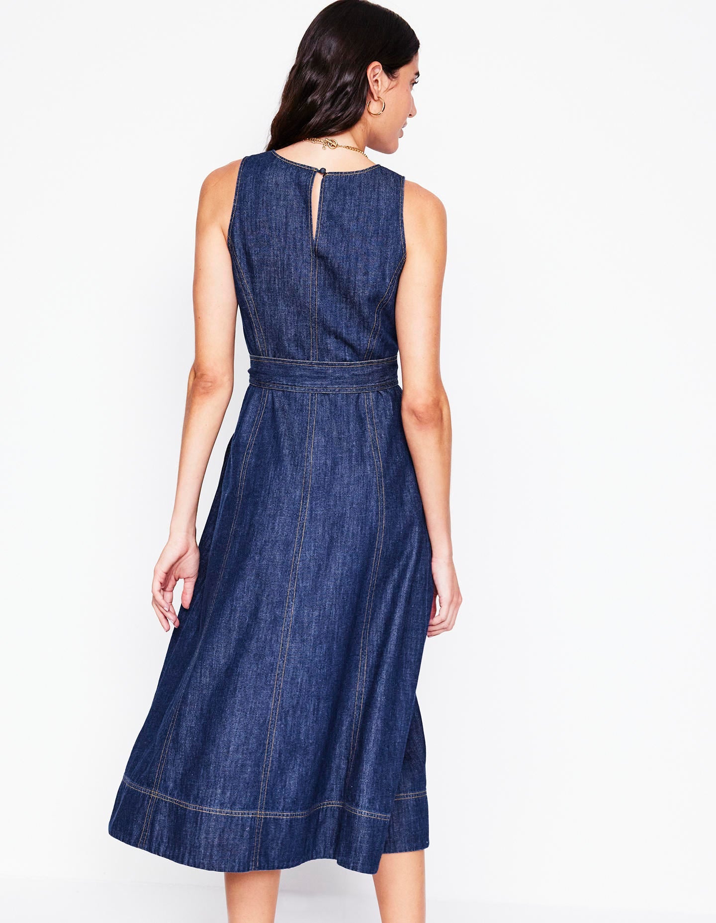 Ärmelloses Jeanskleid-Dunkel Vintage Denim