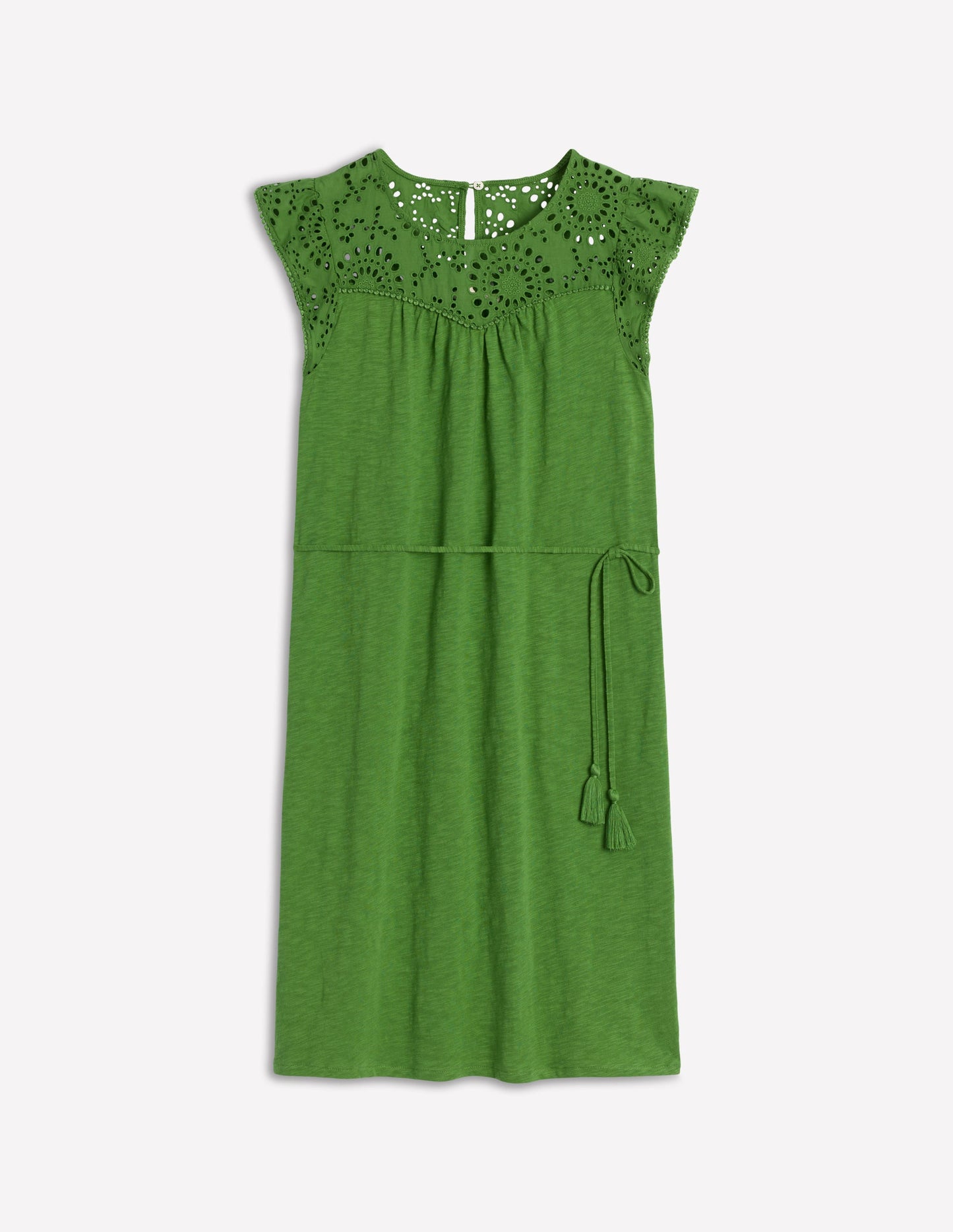 Juliet kurzes Kleid mit Lochstickerei-Paradiesgrün