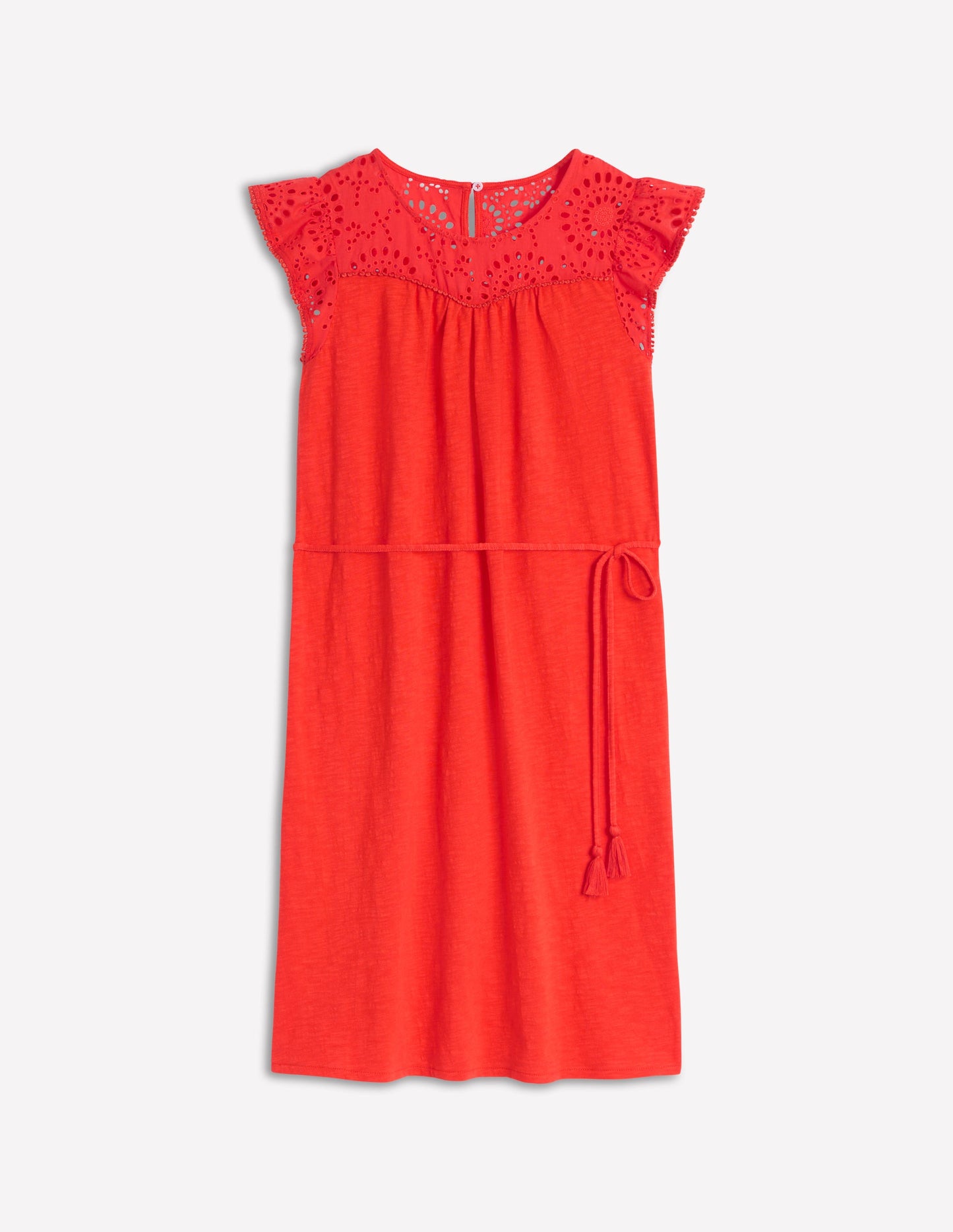 Juliet Broderie Short Dress-FireCracker Red