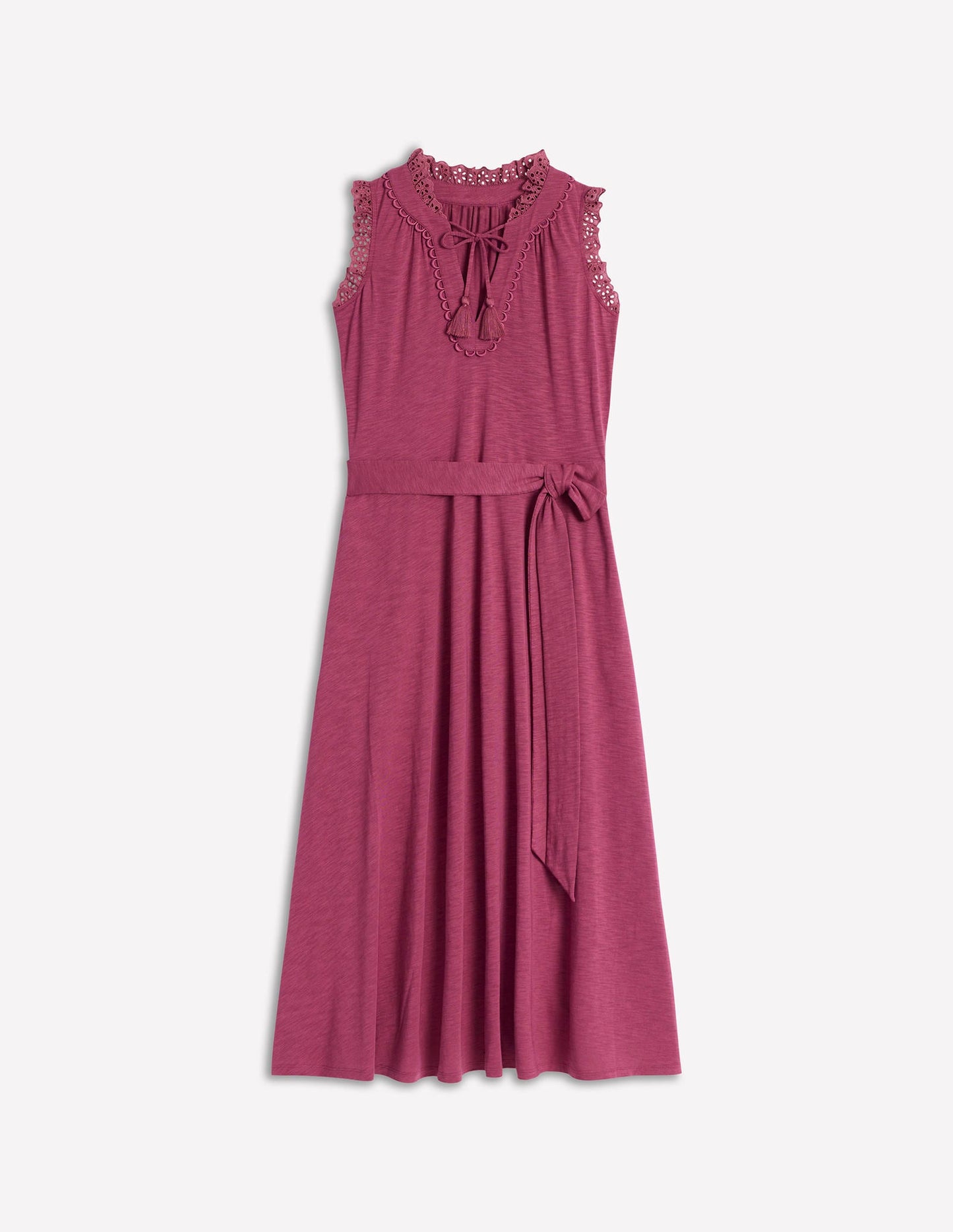 Aria Midikleid mit Lochstickerei-Besatz-Pflaumenviolett