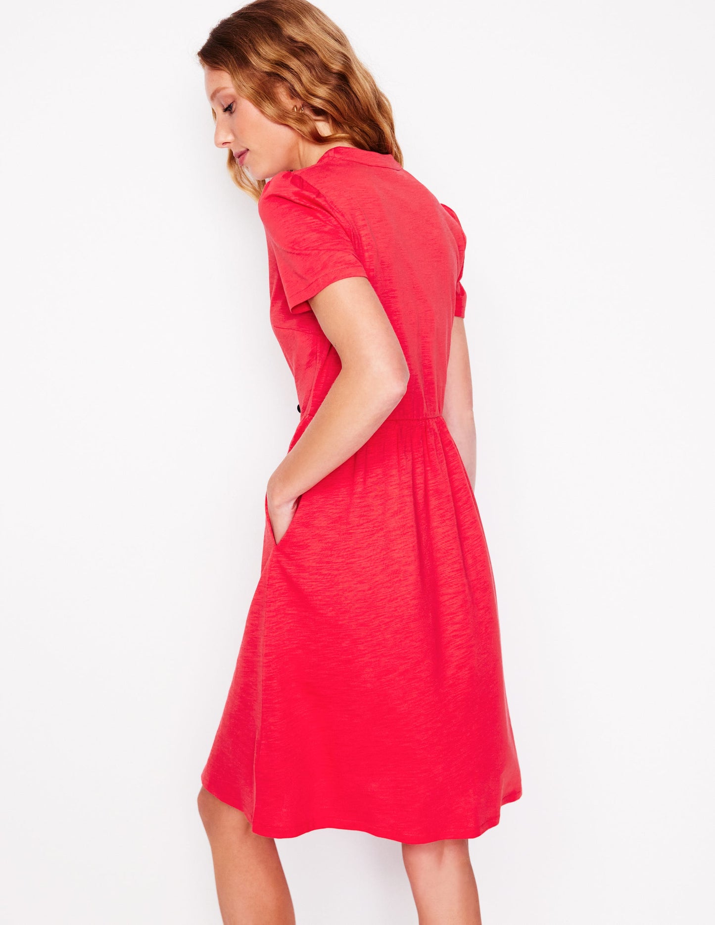Naomi Kurzärmliges Kleid-Erbeerkuchenrot
