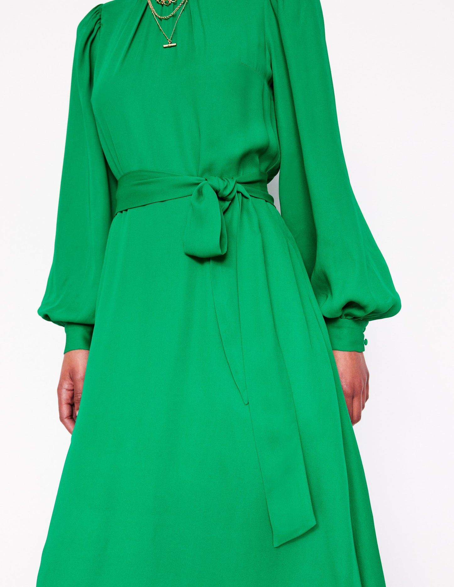 Midikleid mit Blousonärmeln-Grünes Tamburin