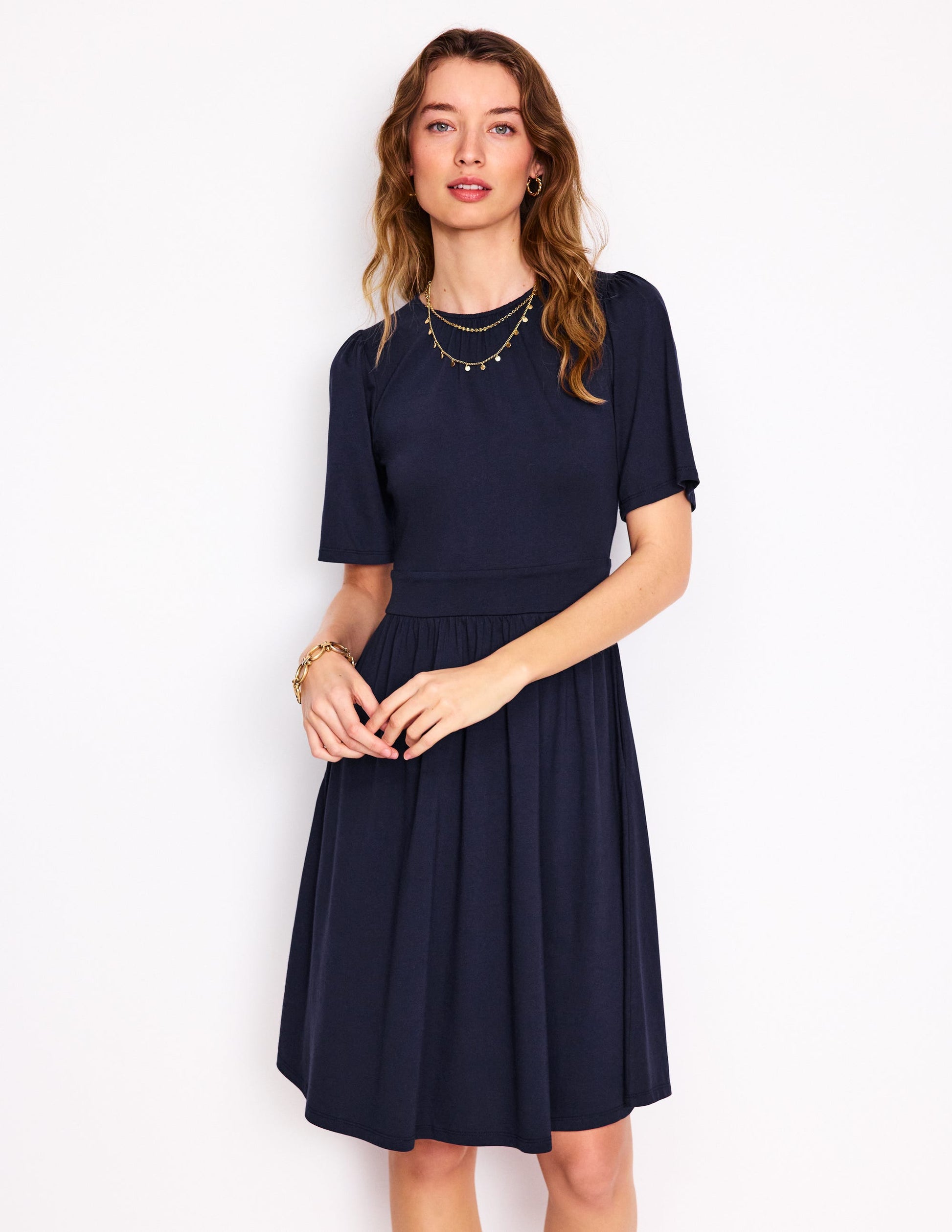 Louisa Kurzes Jerseykleid-Marineblau-4