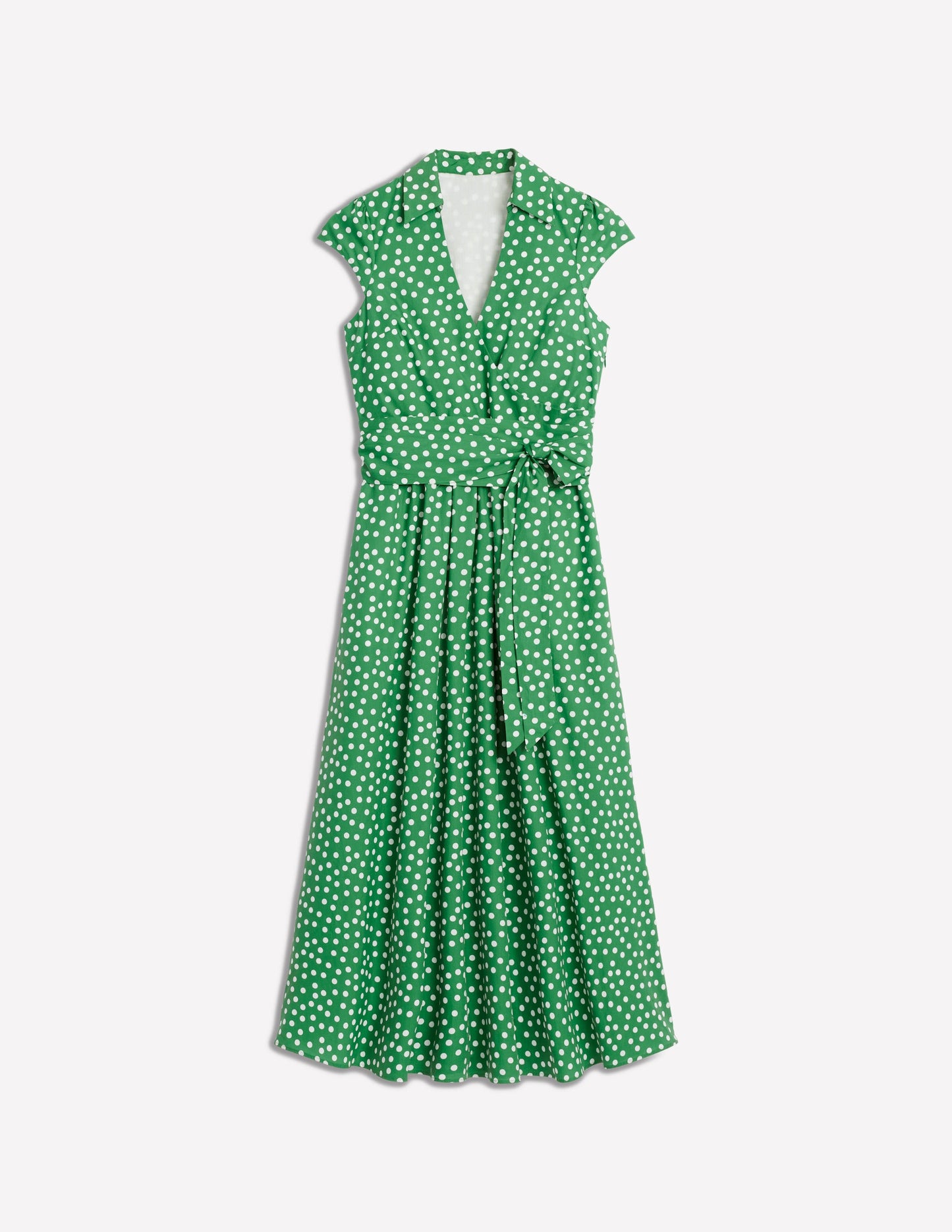 Julia Midi-Wickelkleid aus Baumwolle-Hochlandgrün, Gemalte Tupfen