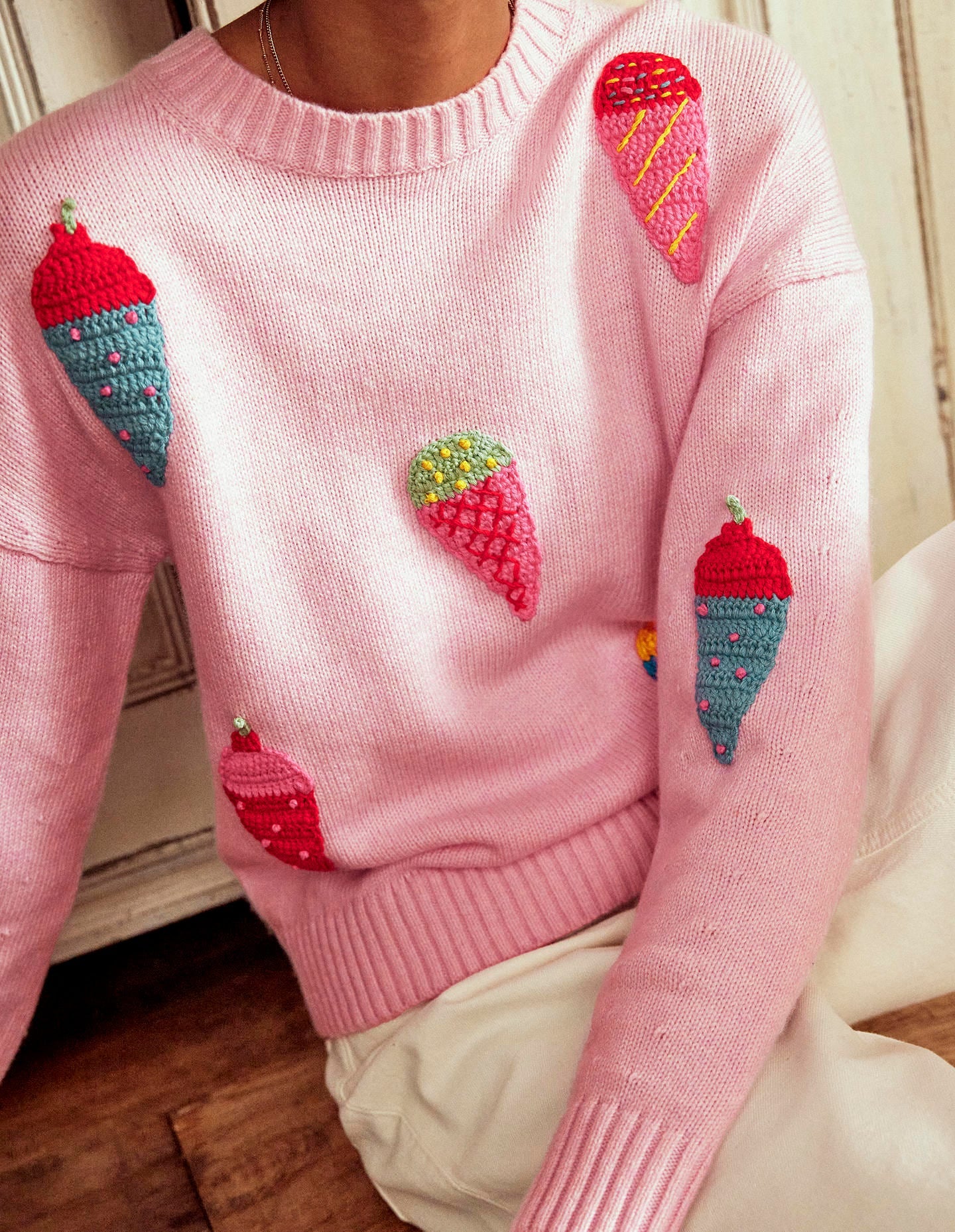 Natalie Embroidered Jumper-Soft Pink