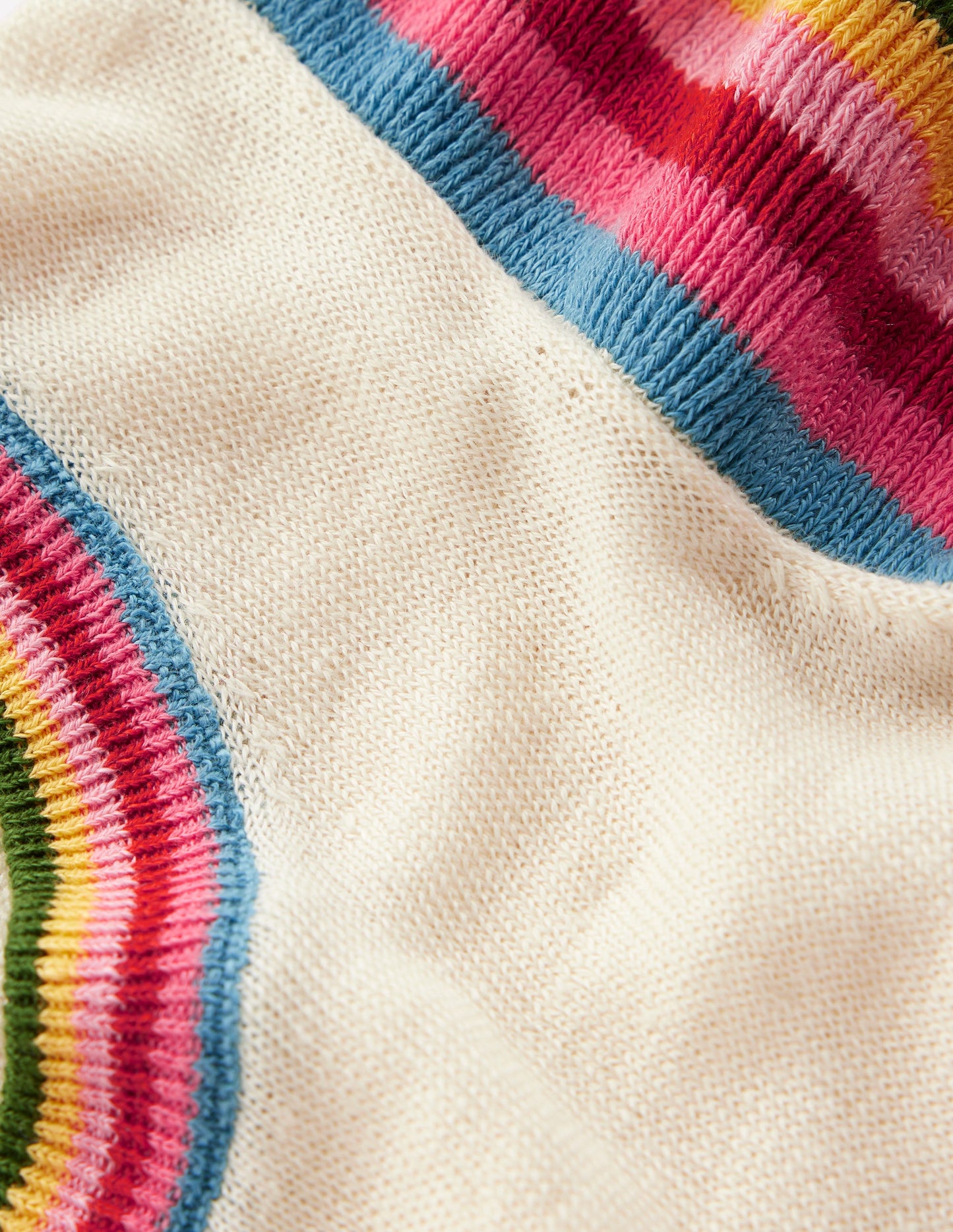 Josie Leinentop mit Rüschen-Warmes Naturweiß, Bunt Streifen