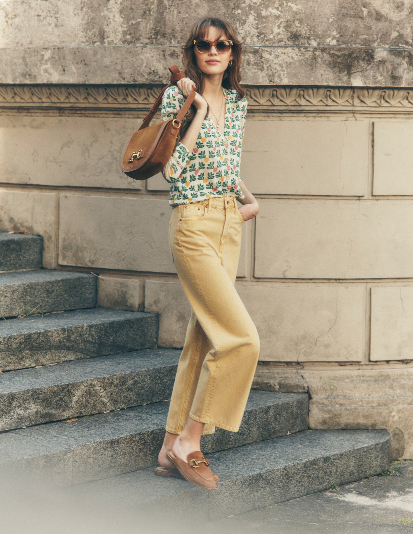 High Rise Straight Crop Jeans-Buttermilk Yellow