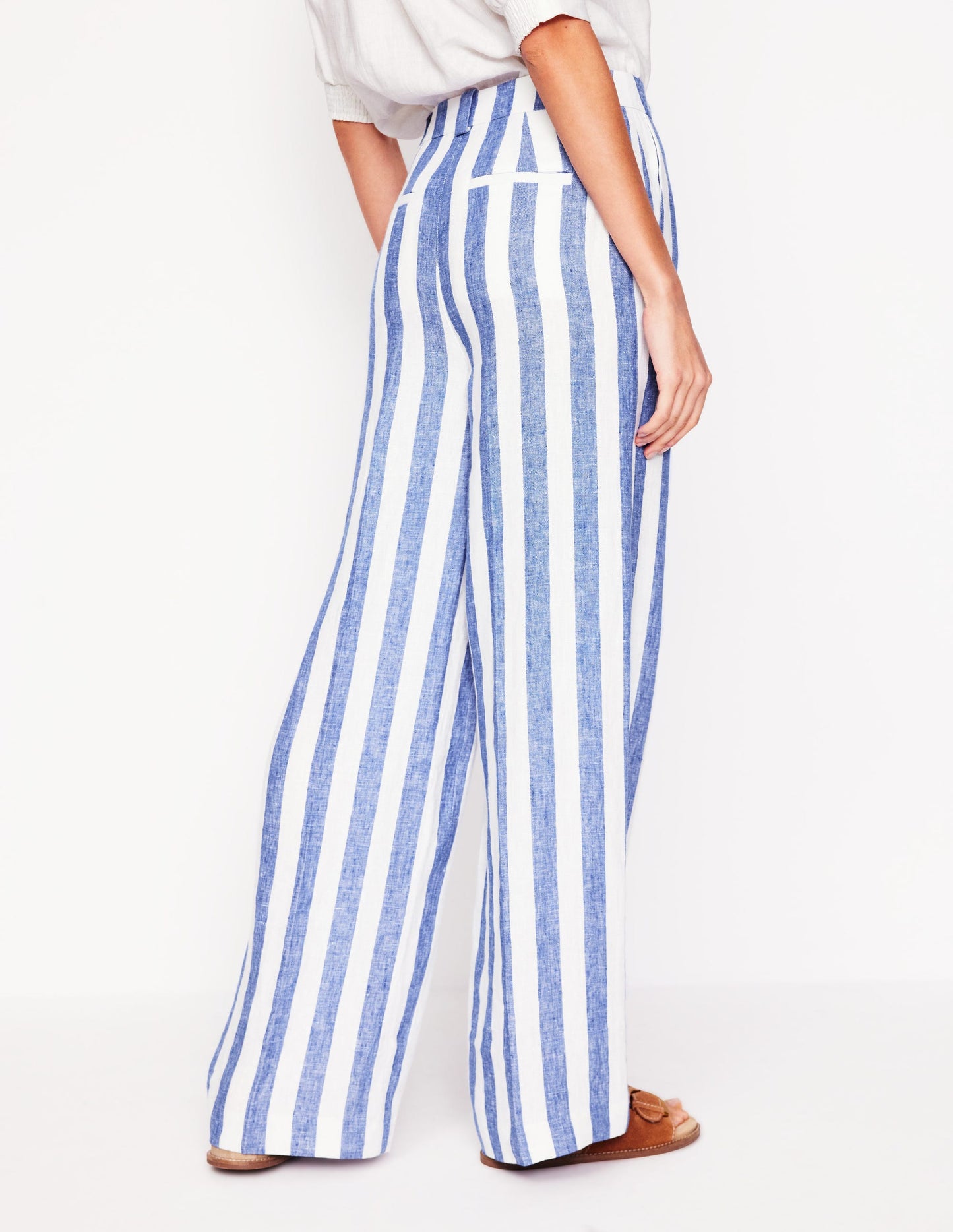 Westbourne Leinenhose-Hellblau, Gestreift