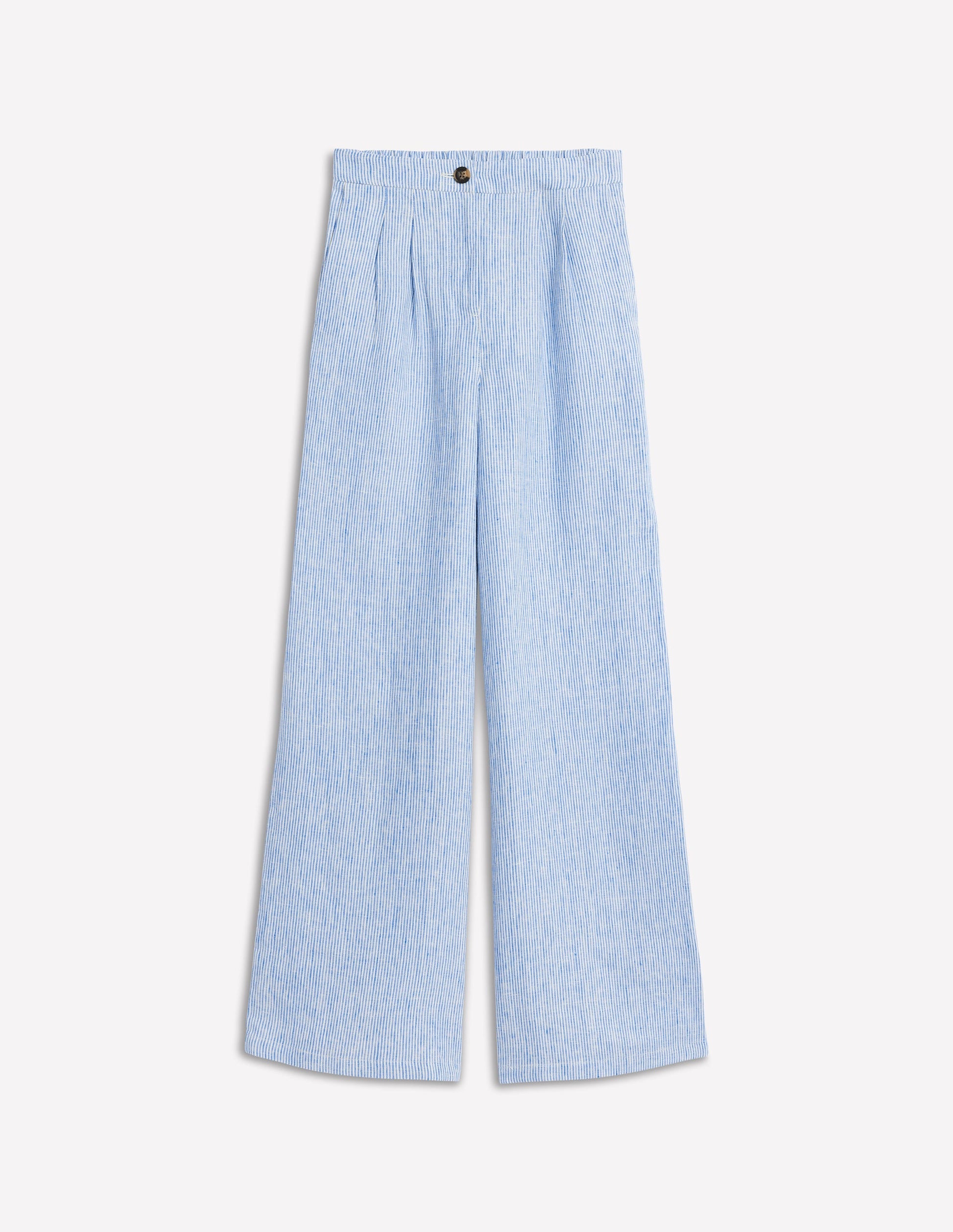Dulwich Linen Trousers-Kingfisher Blue Fine Stripe-9