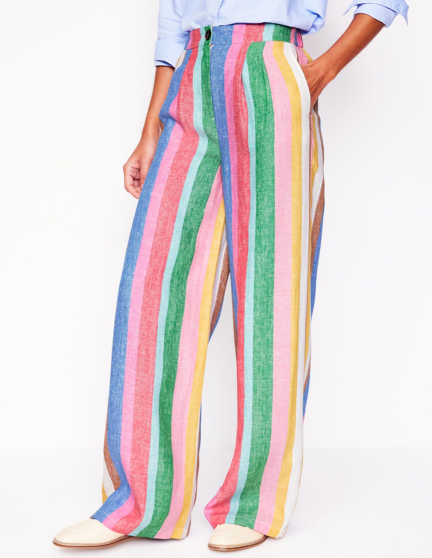 Dulwich Leinenhose-Knalliger Regenbogen Streifen