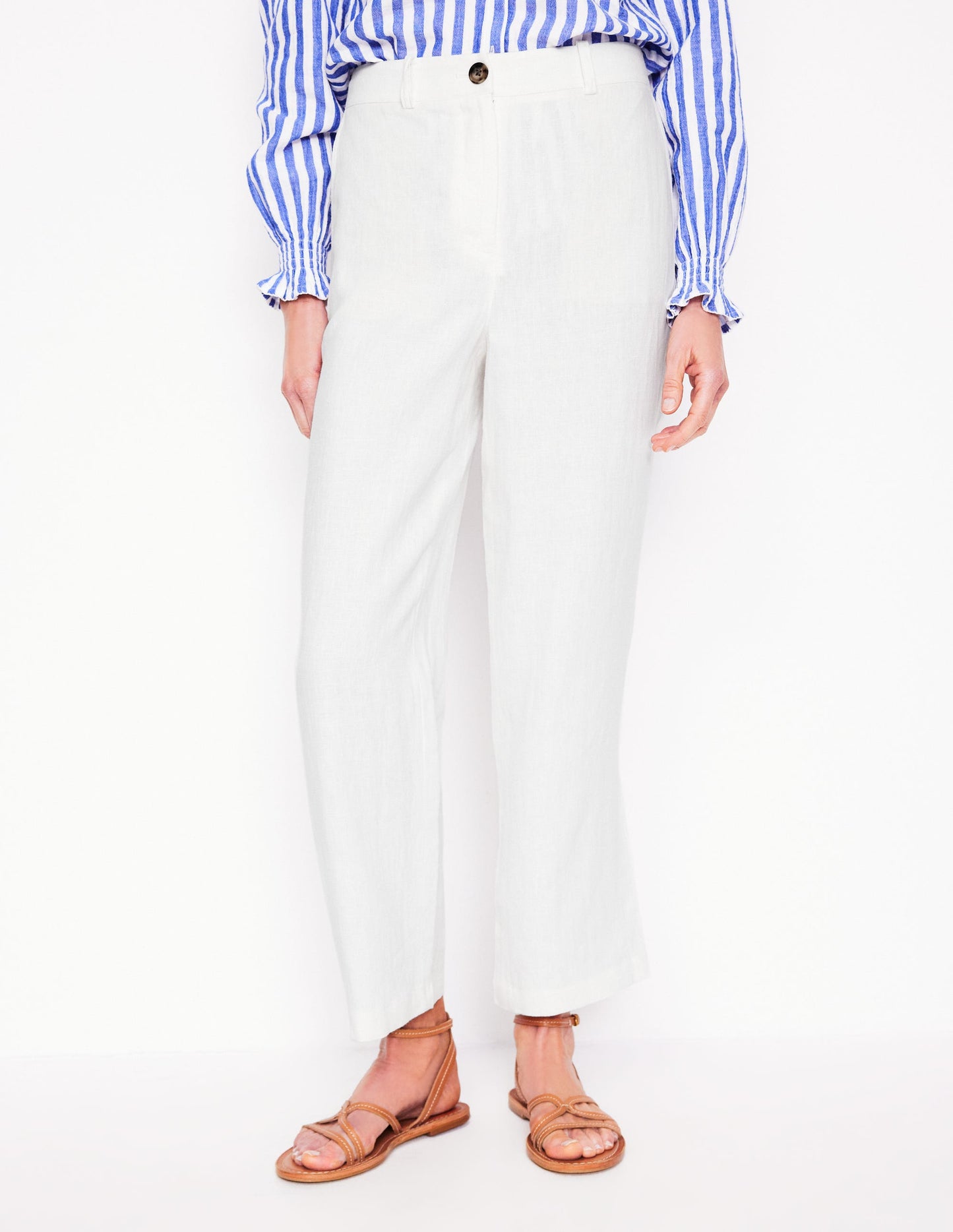 Westbourne Crop Linen Trousers-White