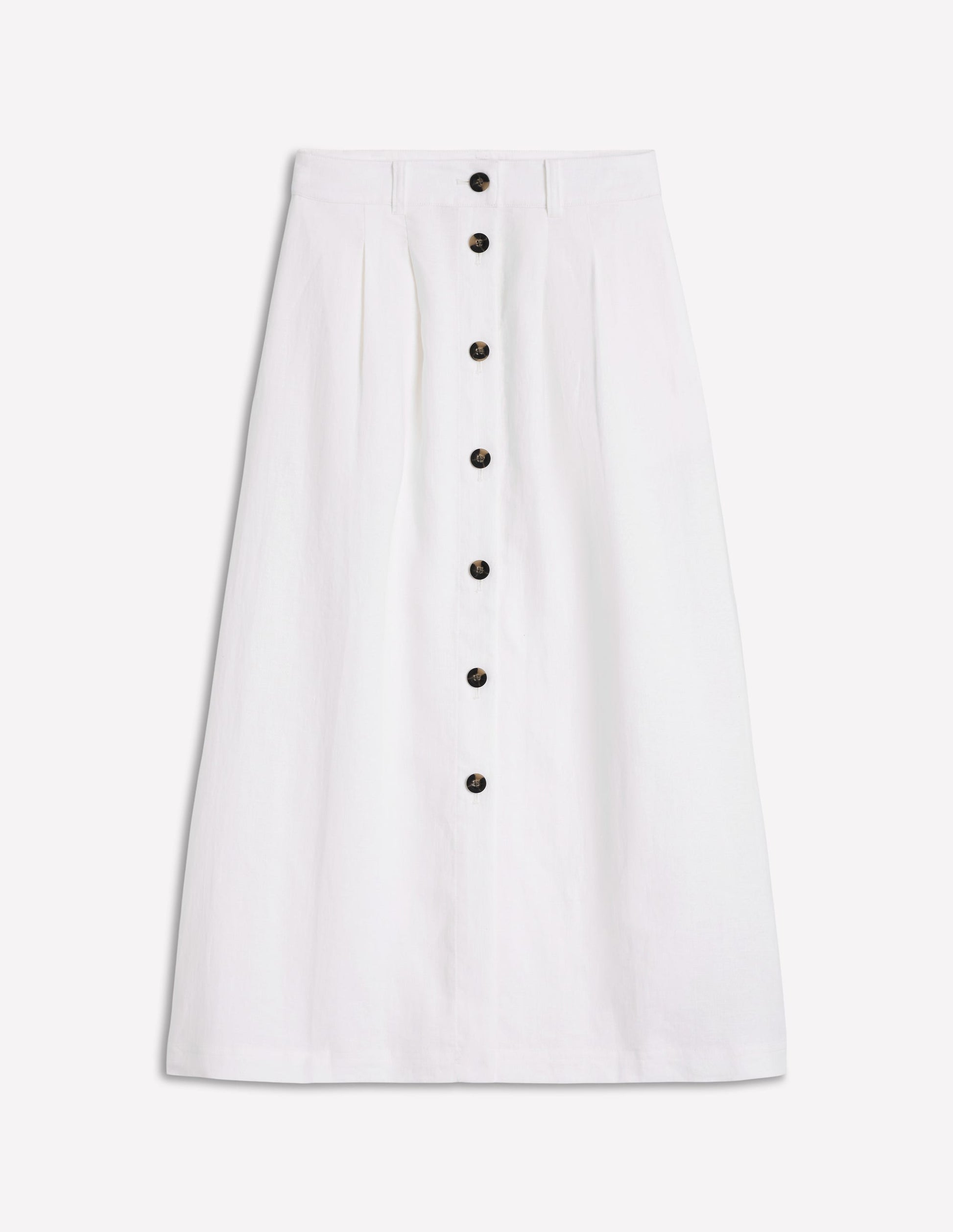 Thomasina Linen Midi Skirt-White-4
