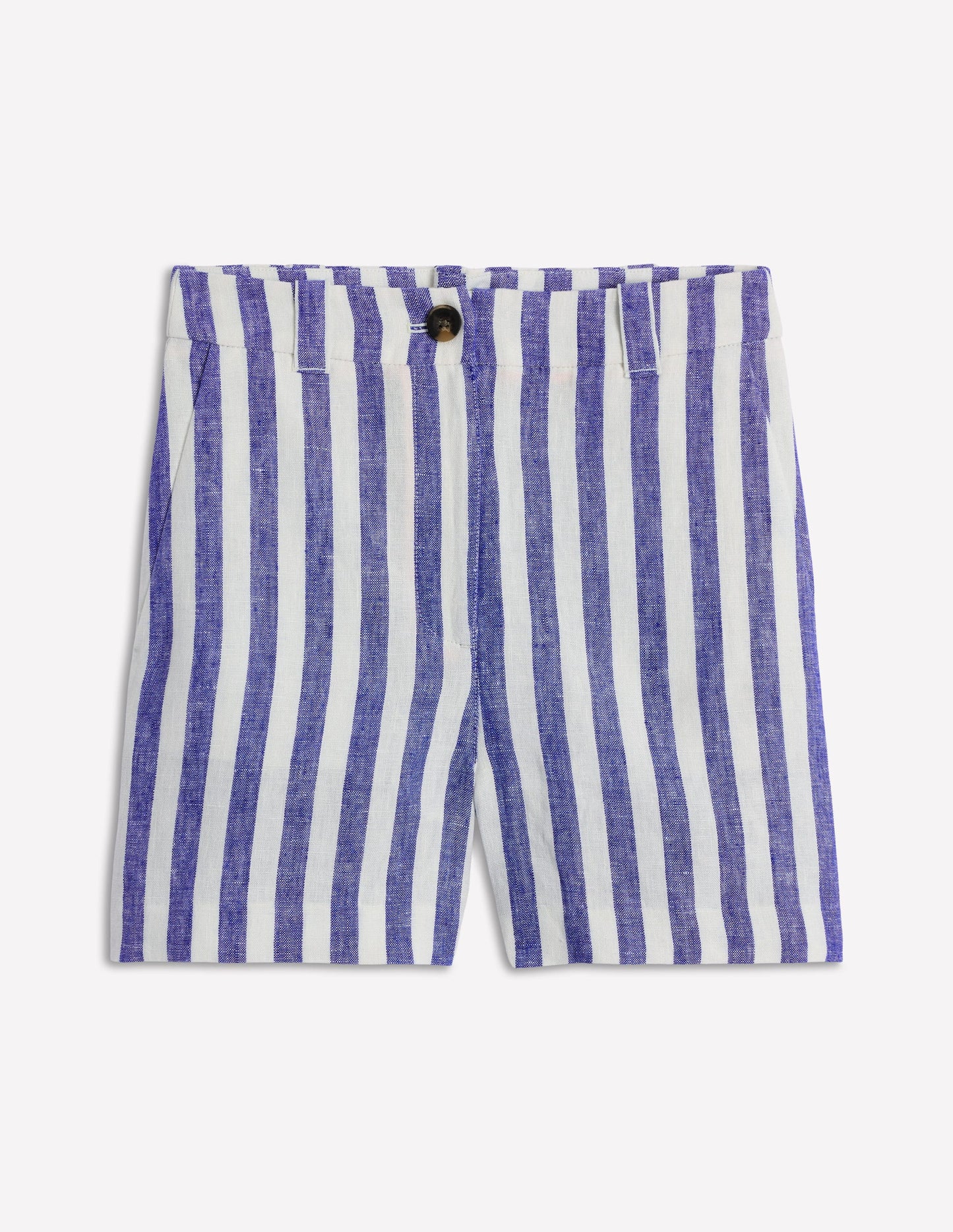 Westbourne Linen Shorts-Bright Blue Stripe