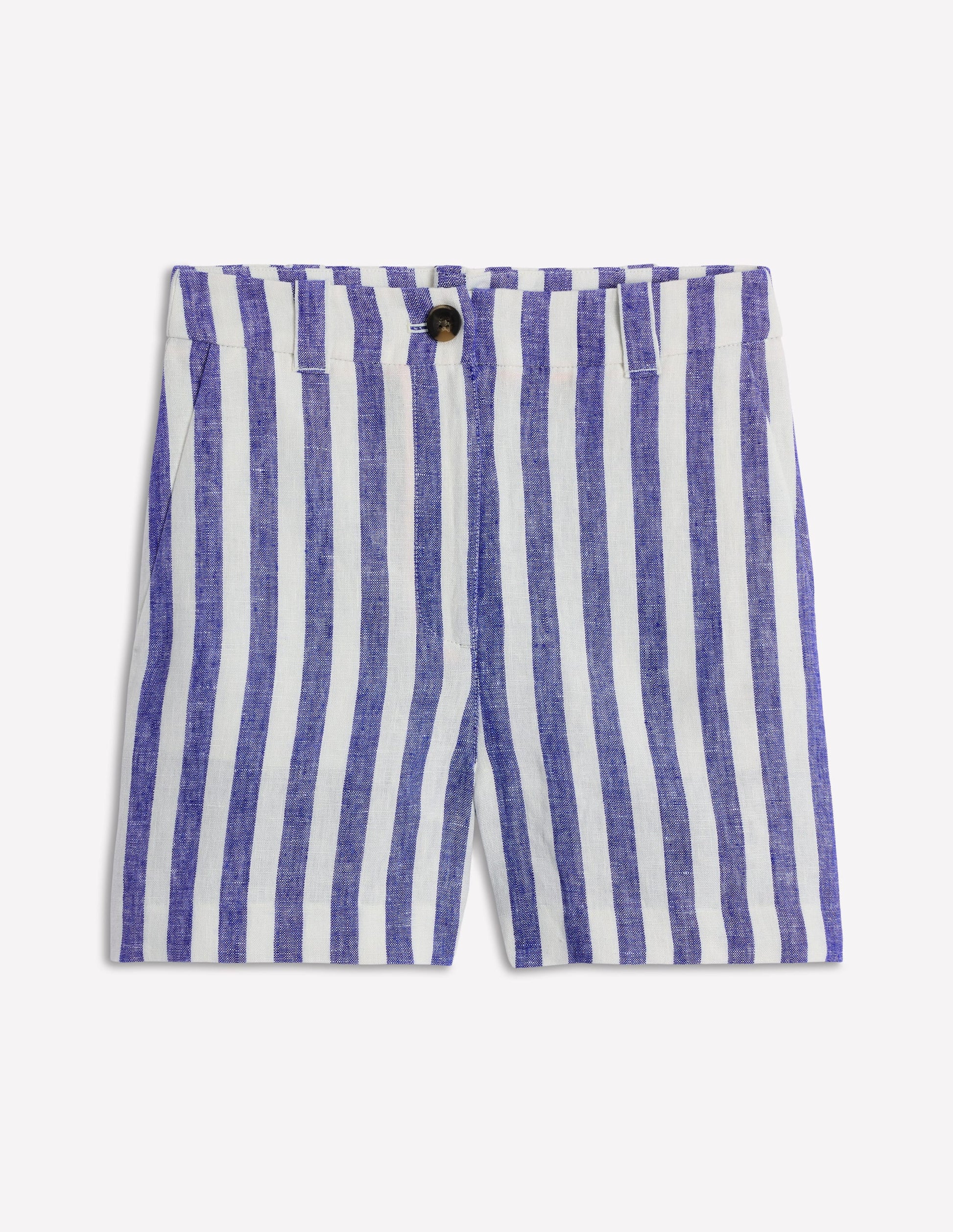 Westbourne Linen Shorts-Bright Blue Stripe-5