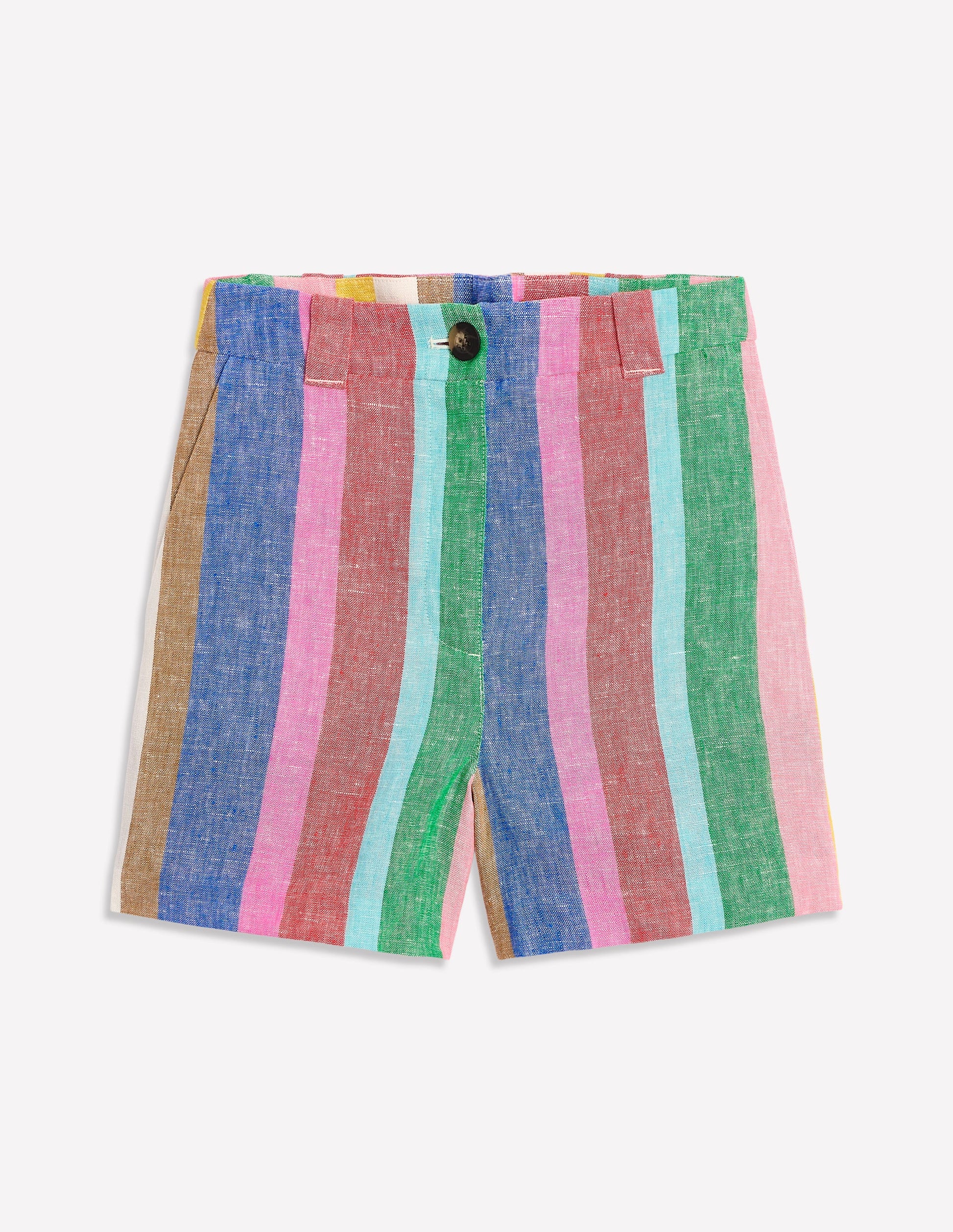 Westbourne Linen Shorts-Bright Rainbow Stripe-6