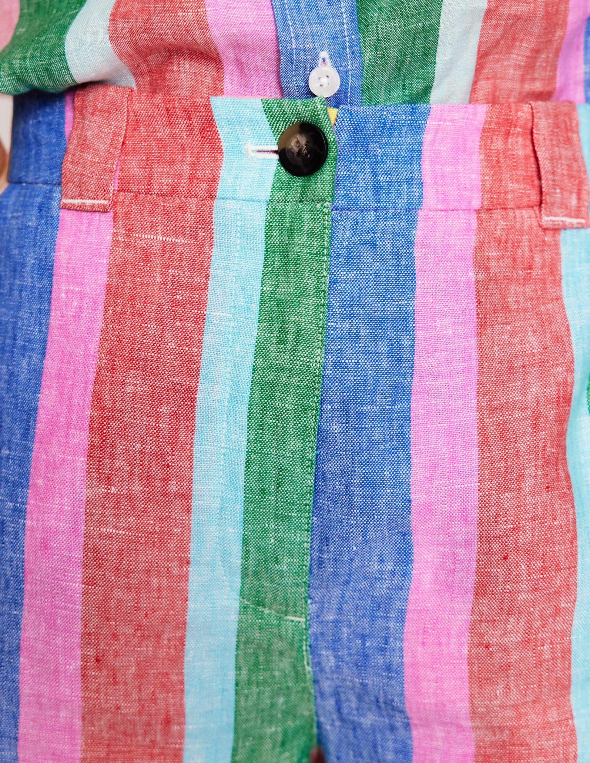 Westbourne Linen Shorts-Bright Rainbow Stripe-4