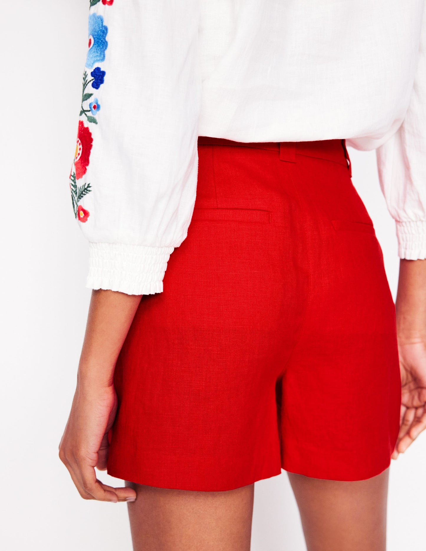 Westbourne Linen Shorts-Poppy Red