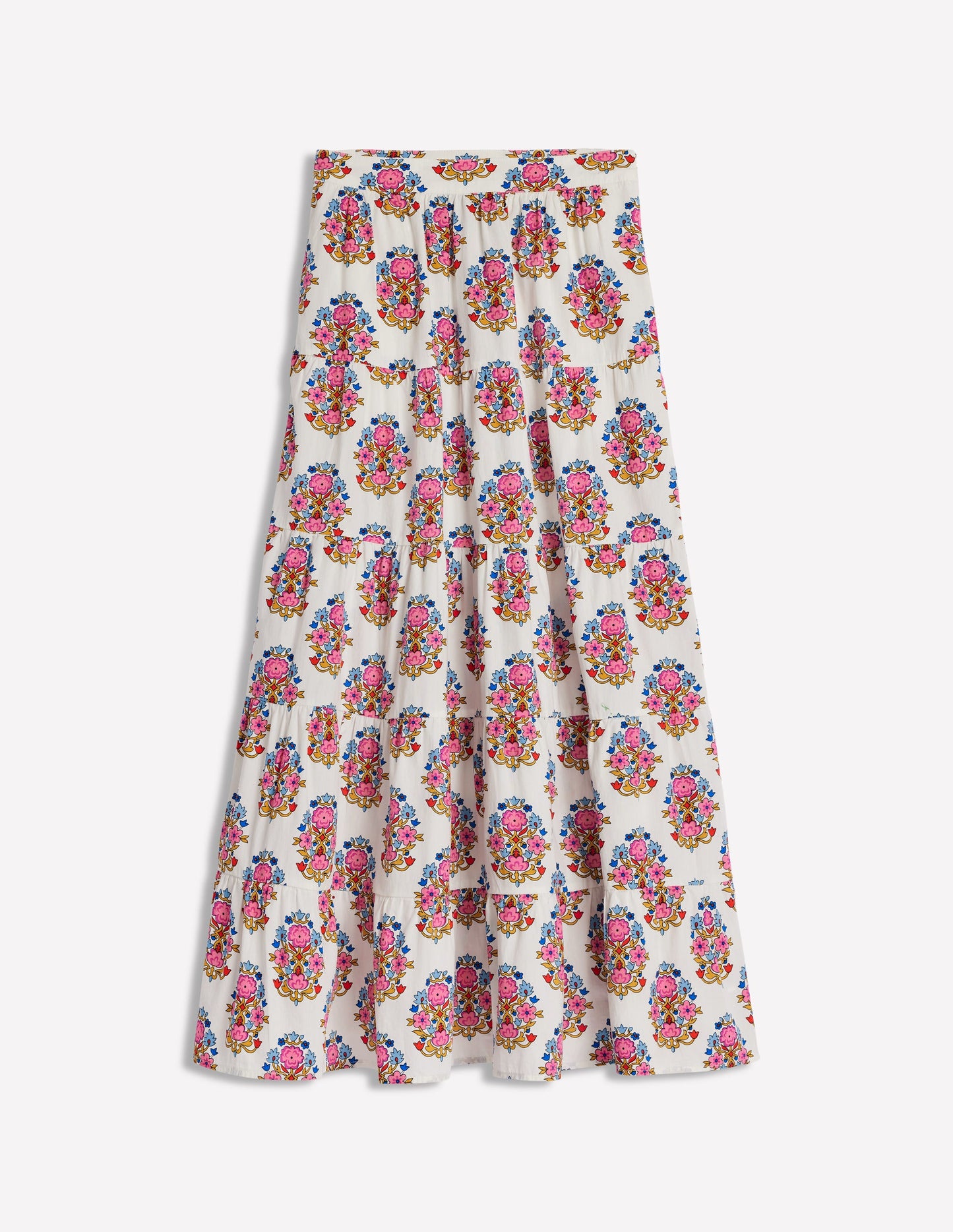 Jupe longue Nadia en popeline-Ivoire, motif Wildflower Stamp