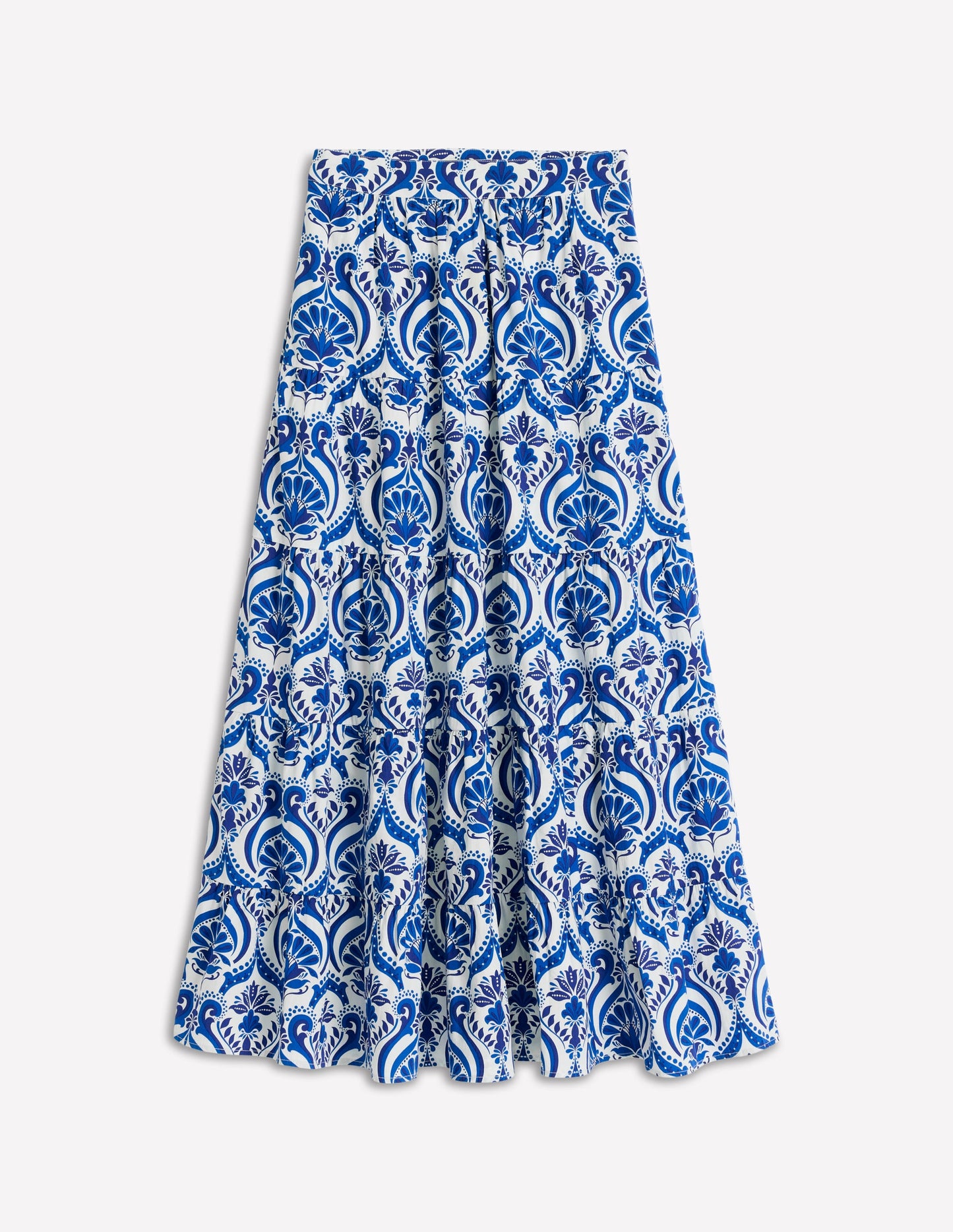 Nadia Poplin Maxi Skirt-Blue, Ornamental Floral