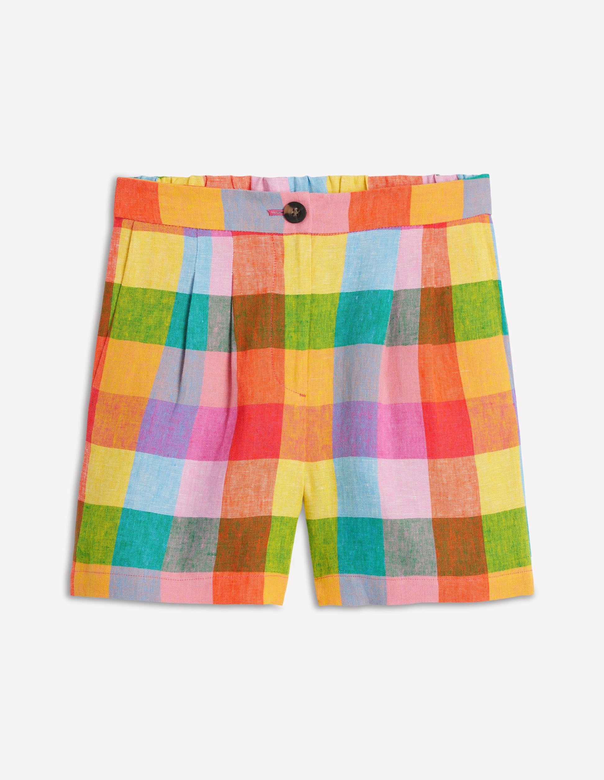 Dulwich Leinen-Shorts-Regenbogen Bunt Vichykaro-6