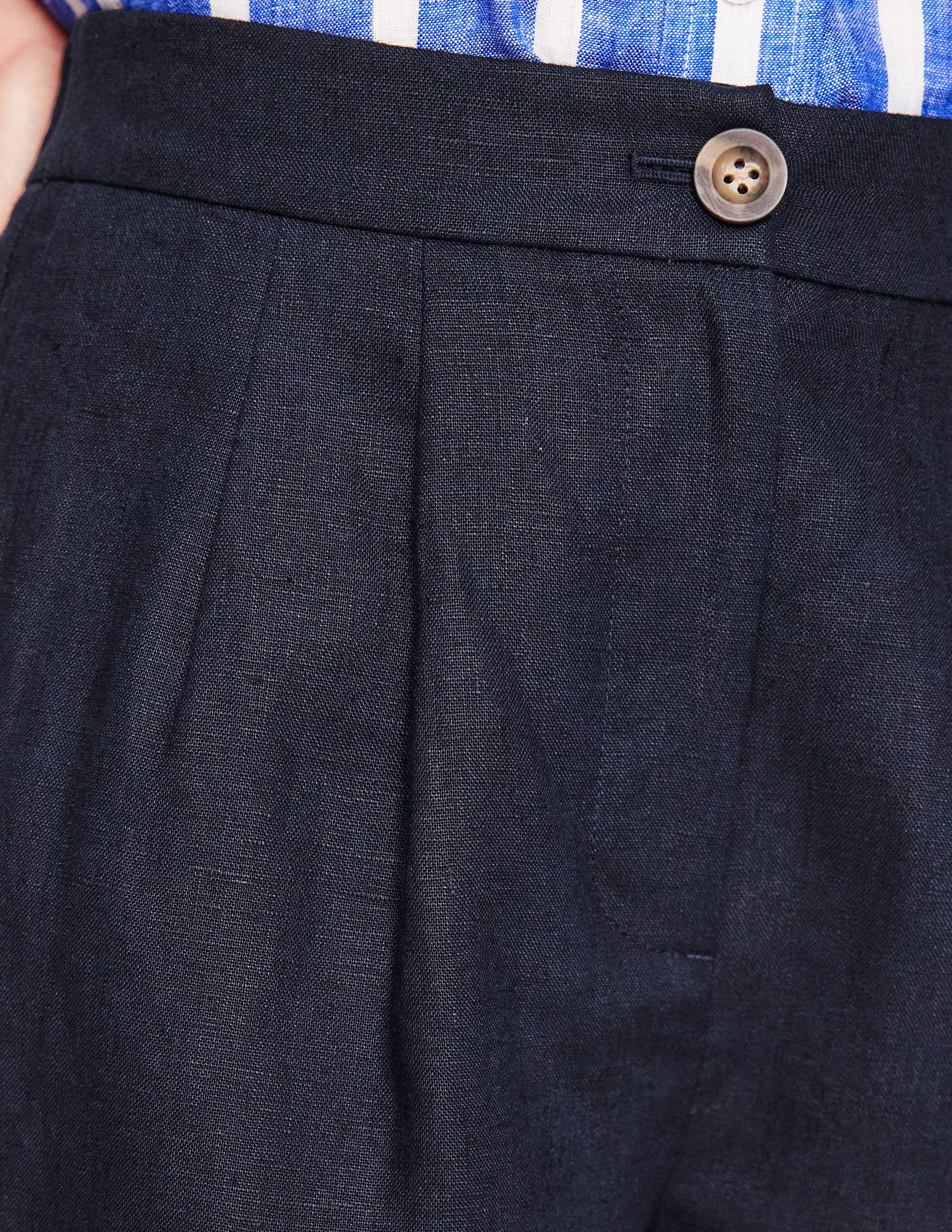 Dulwich Linen Shorts-Navy-5