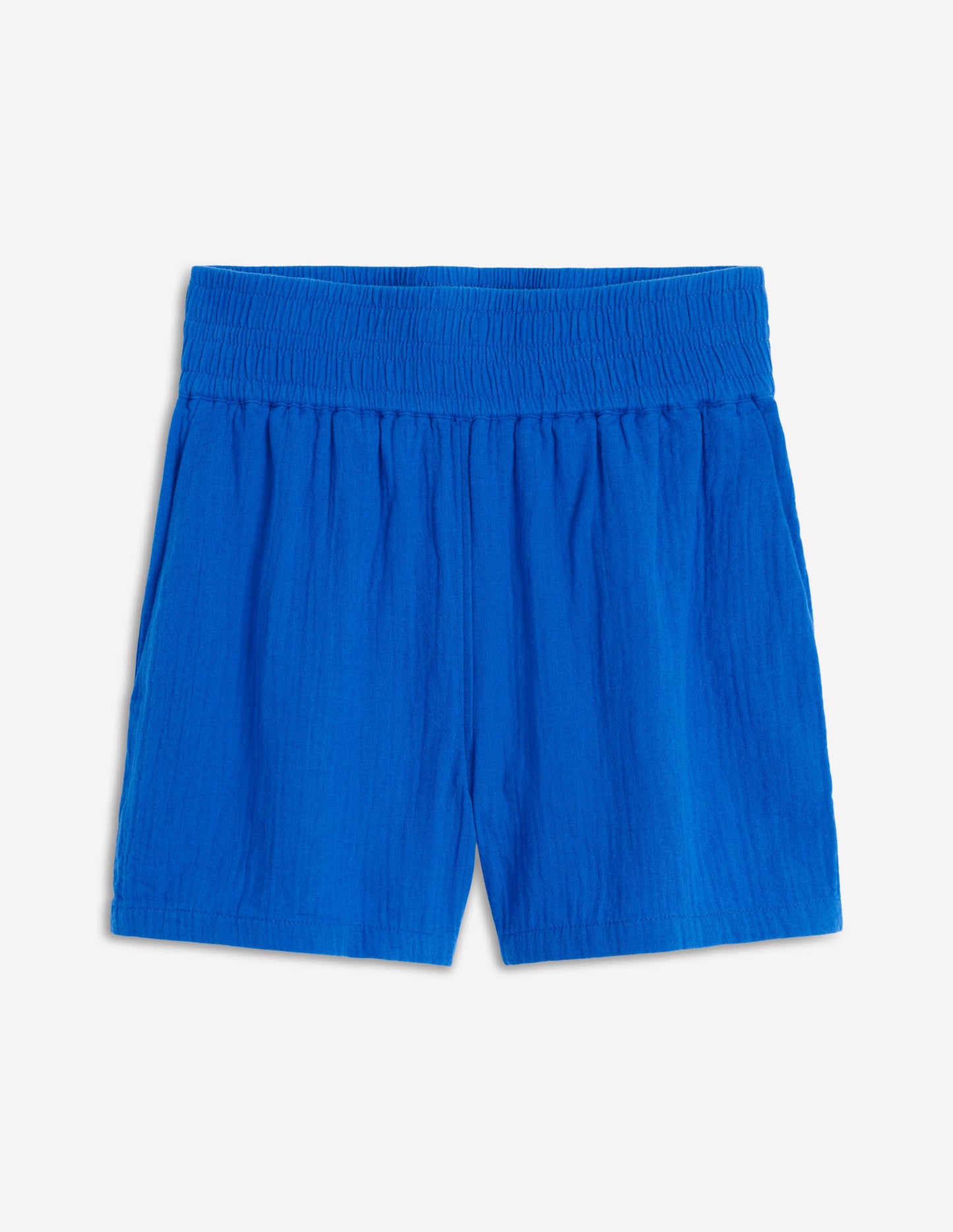 Gesmokte Shorts aus Doppeltuch-Galerie-Blau