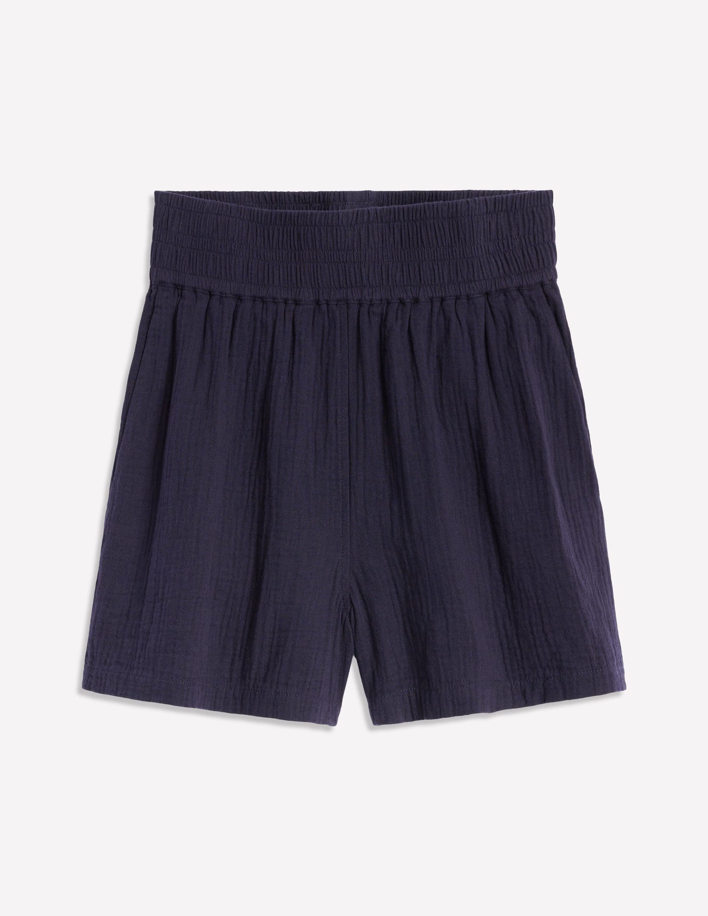Short double-étoffe à smocks-Bleu Marine