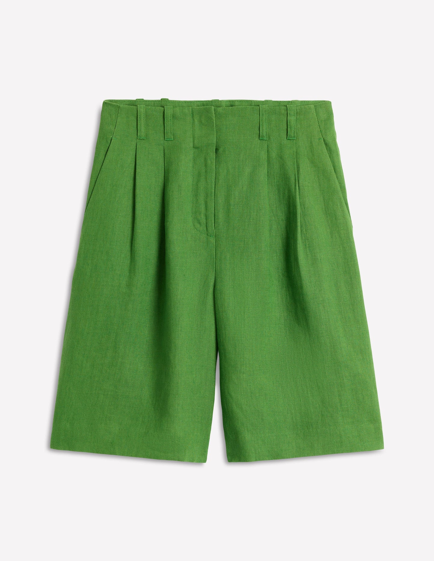 Short large plissé en lin-VERT