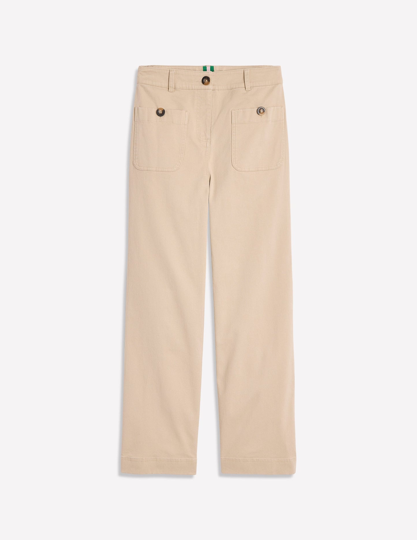 Verkürzte Chinohose mit aufgesetzter Tasche-Beige