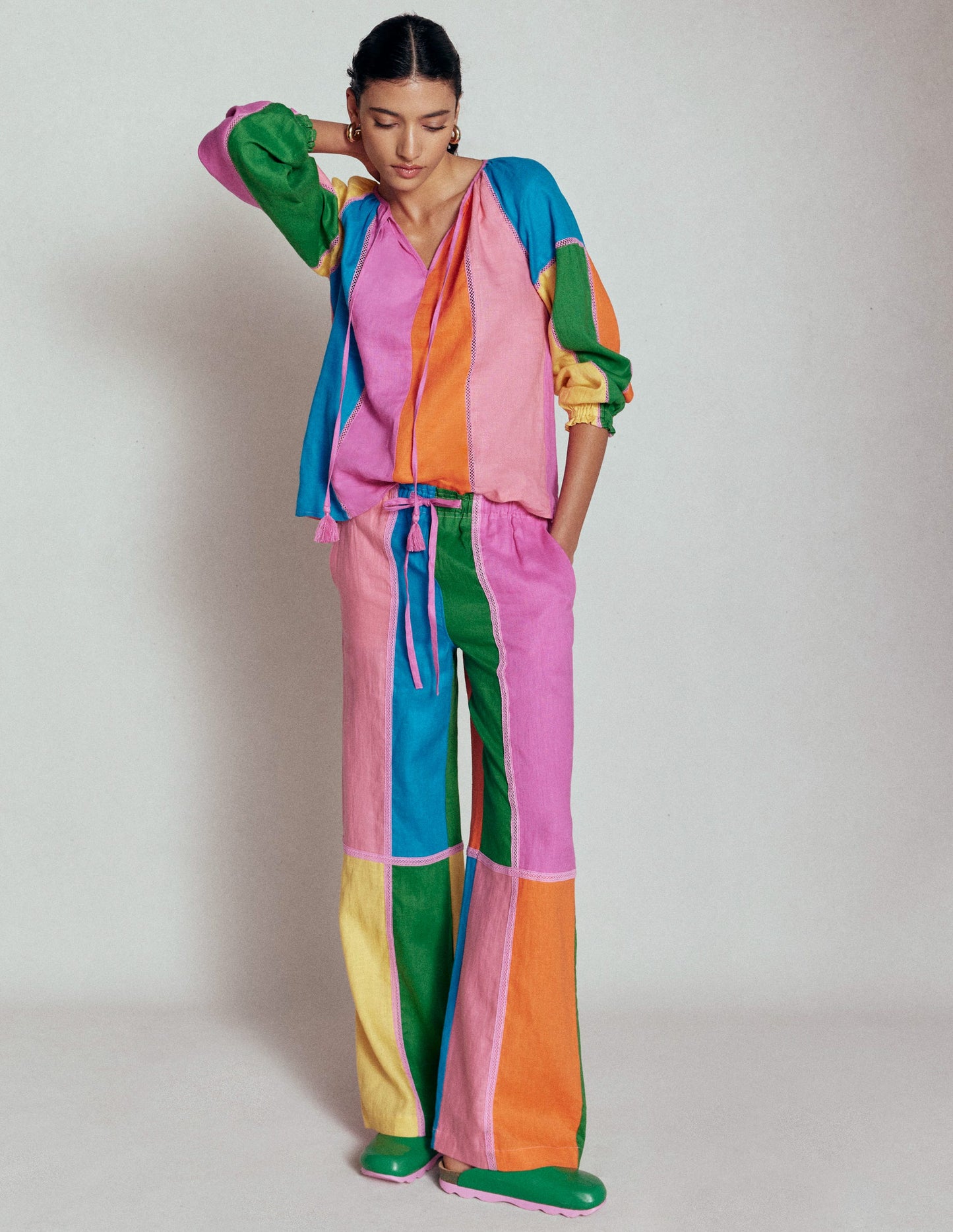 Islington Leinenhose-Bunt, Blockfarben