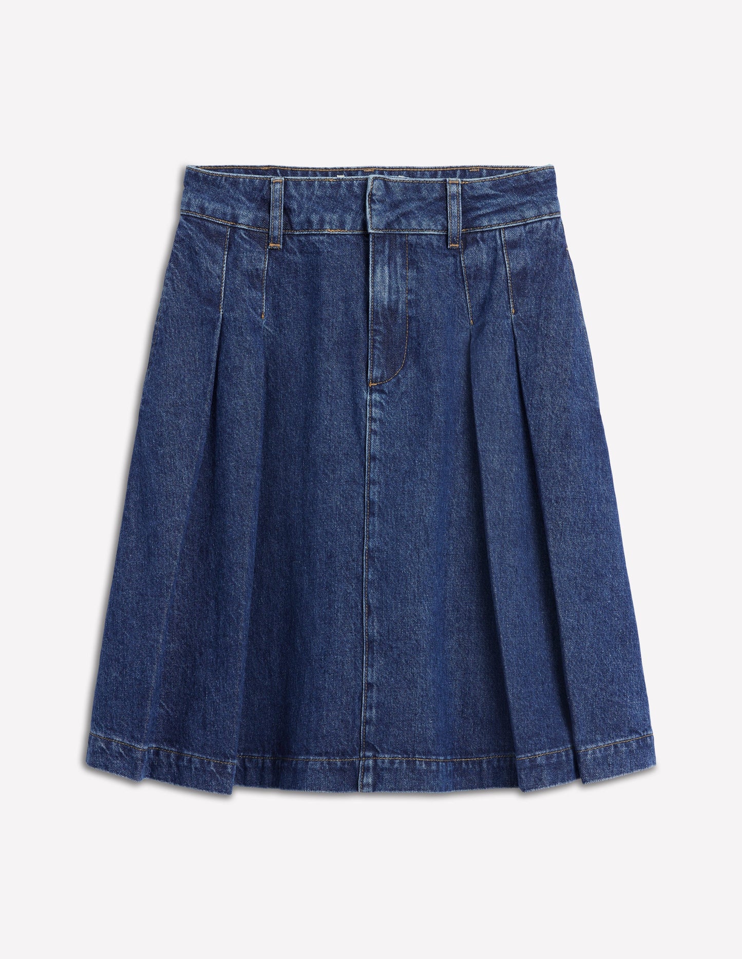 Plissierter Jeansrock-MITTLERE WASCHUNG