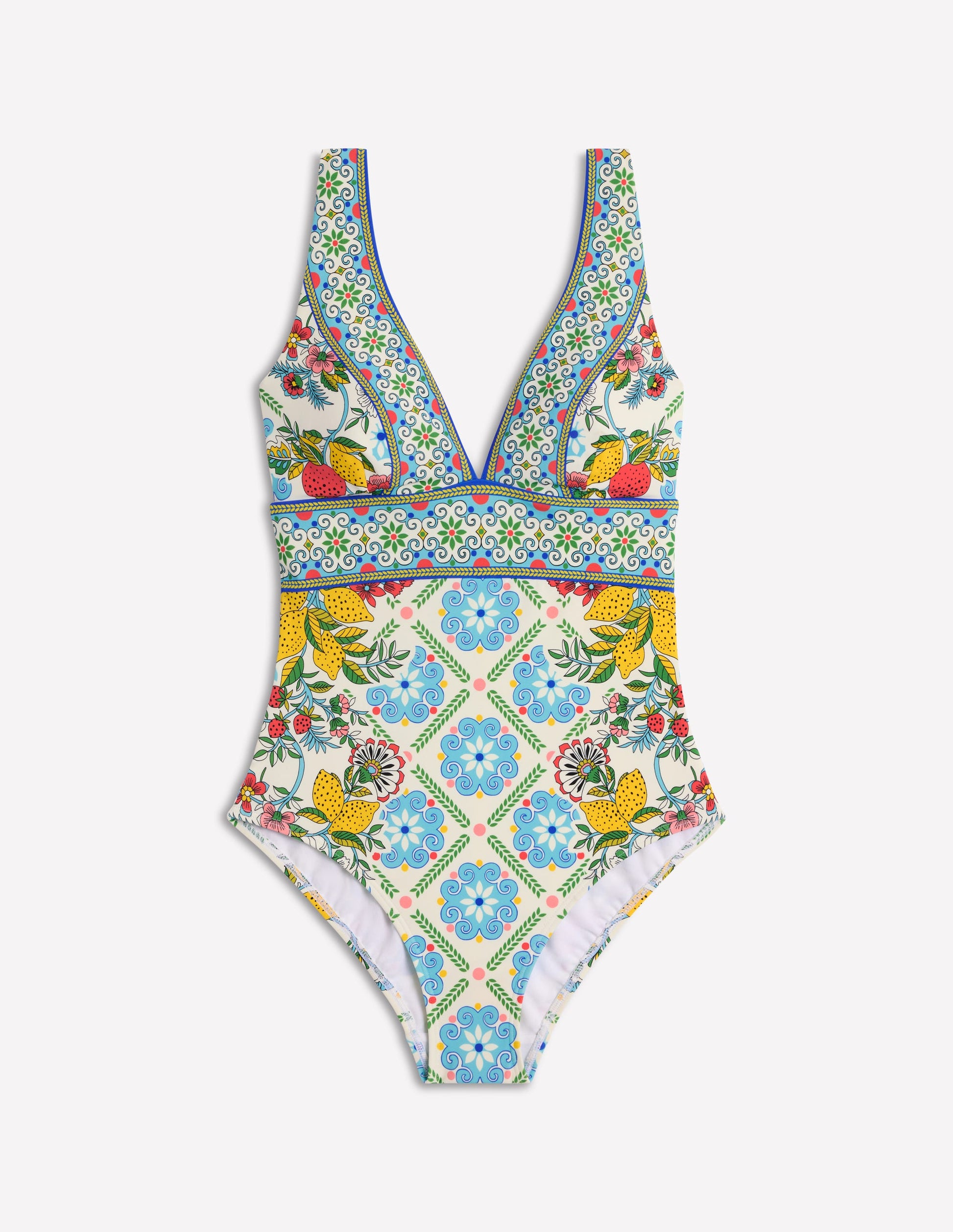 Maillot de bain col V Porto-Multi, motif Citrus Vine Tile-8