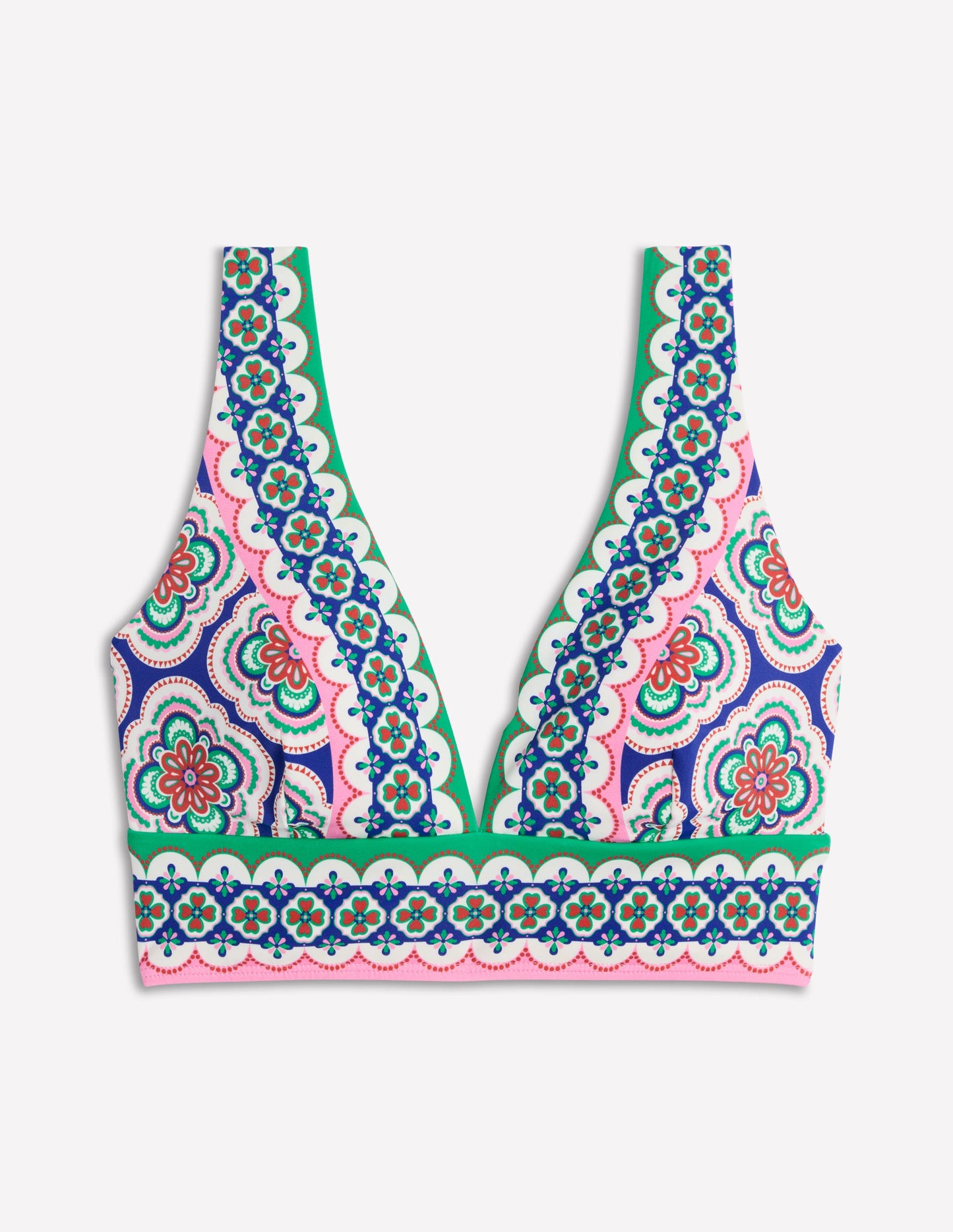 Porto Bikinioberteil-Leuchtendes Blau, Botanic Blush-Motiv