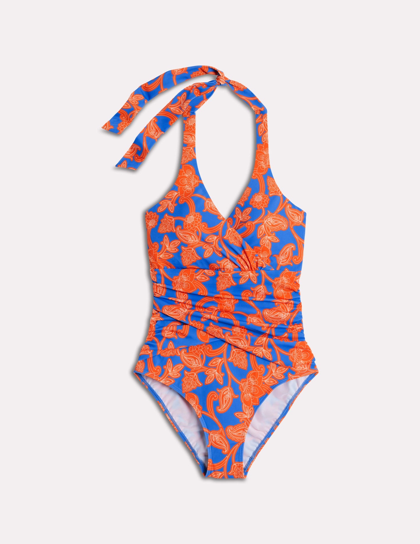 Levanzo Neckholder-Badeanzug-Jaffa-Orange, Paisley-Wirbel
