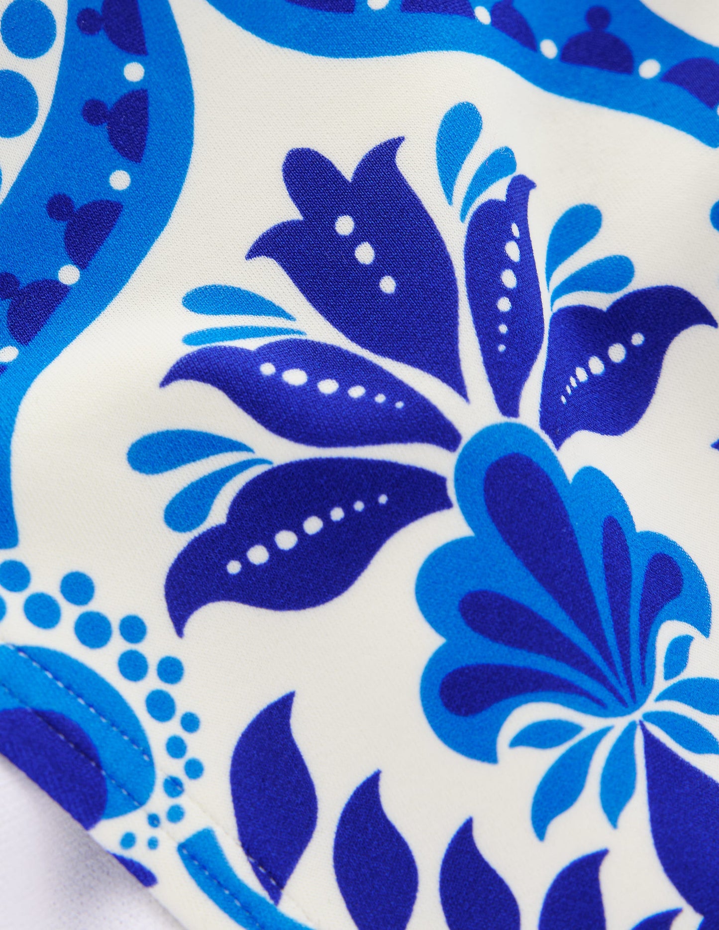 Klassische Bikinihose-Blau, Blumenmuster mit Ornamenten