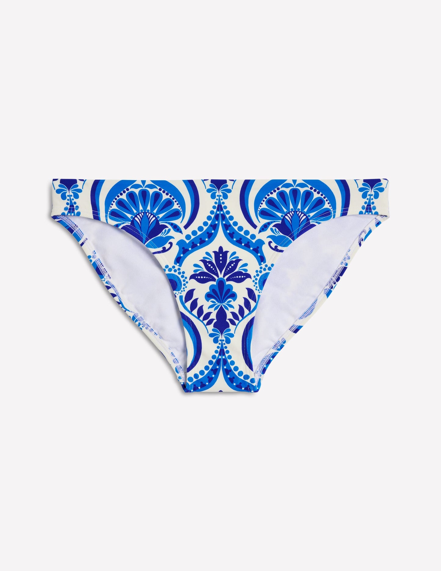 Klassische Bikinihose-Blau, Blumenmuster mit Ornamenten