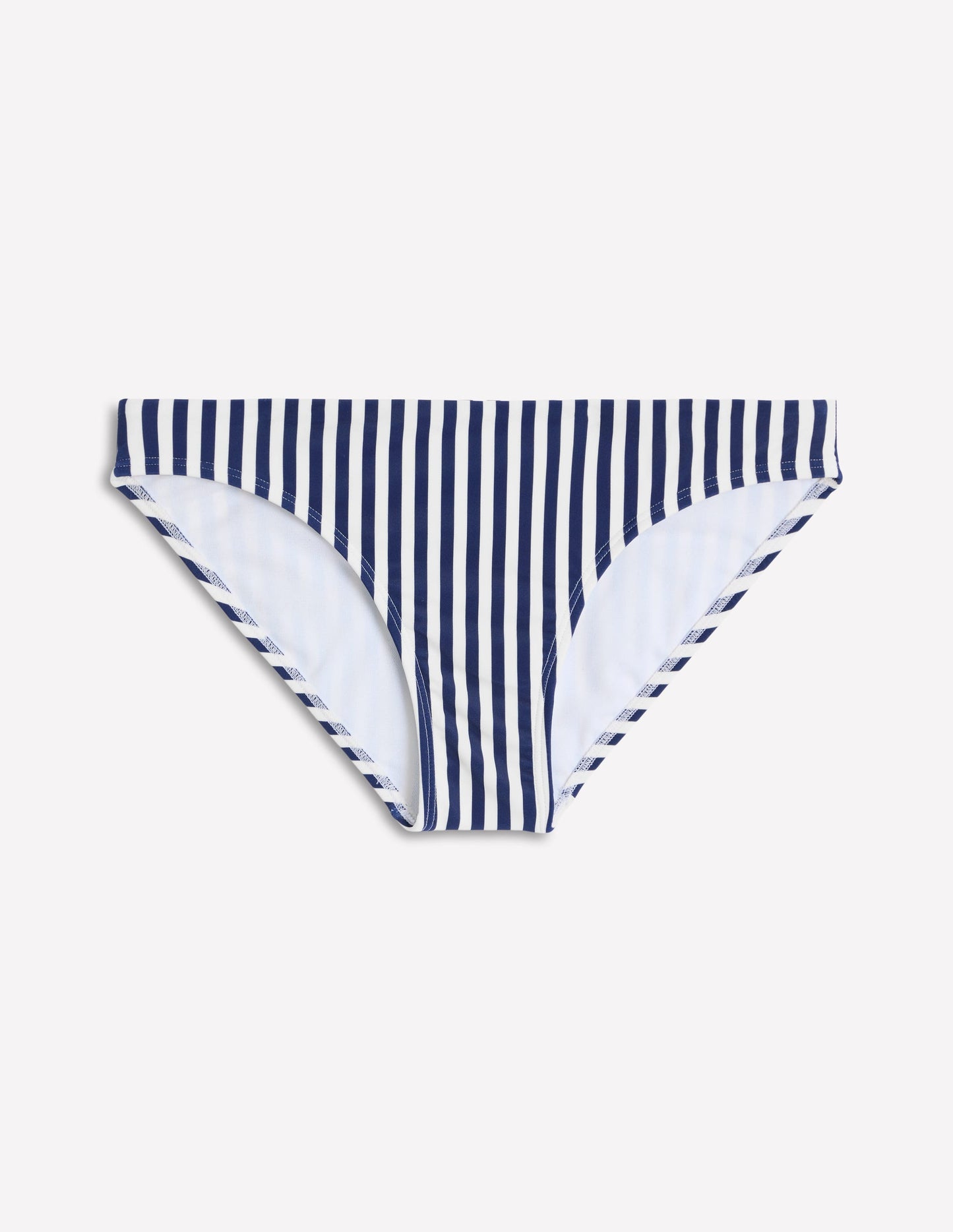 Klassische Bikinihose-Marineblau, Naturweiß Feine Streifen
