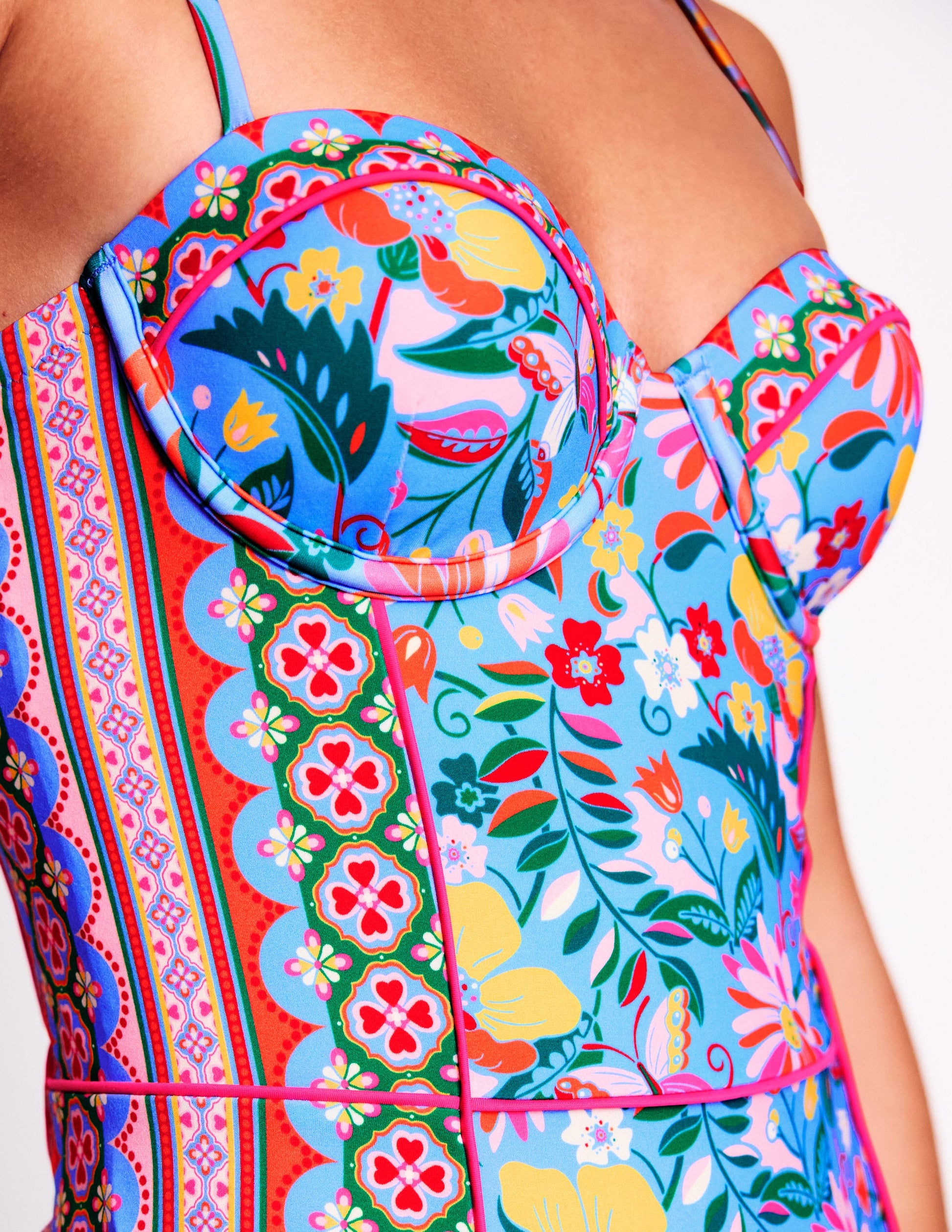 Maillot de bain à bonnets Rhodes-Bleu mazarine, motif Tigers Paradise-4