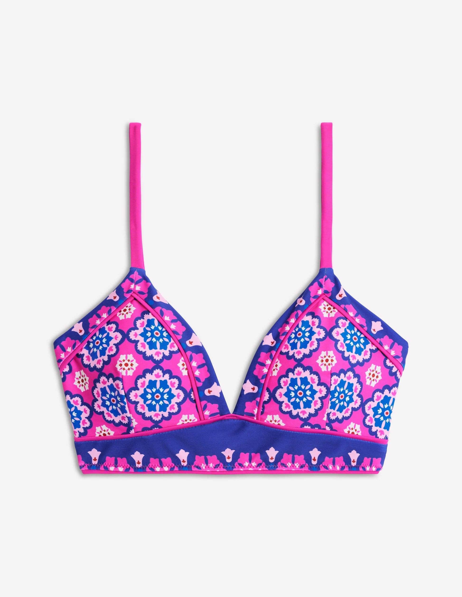 Kasos String V Neck Bikini Top-Cosmos Pink, Geo-7