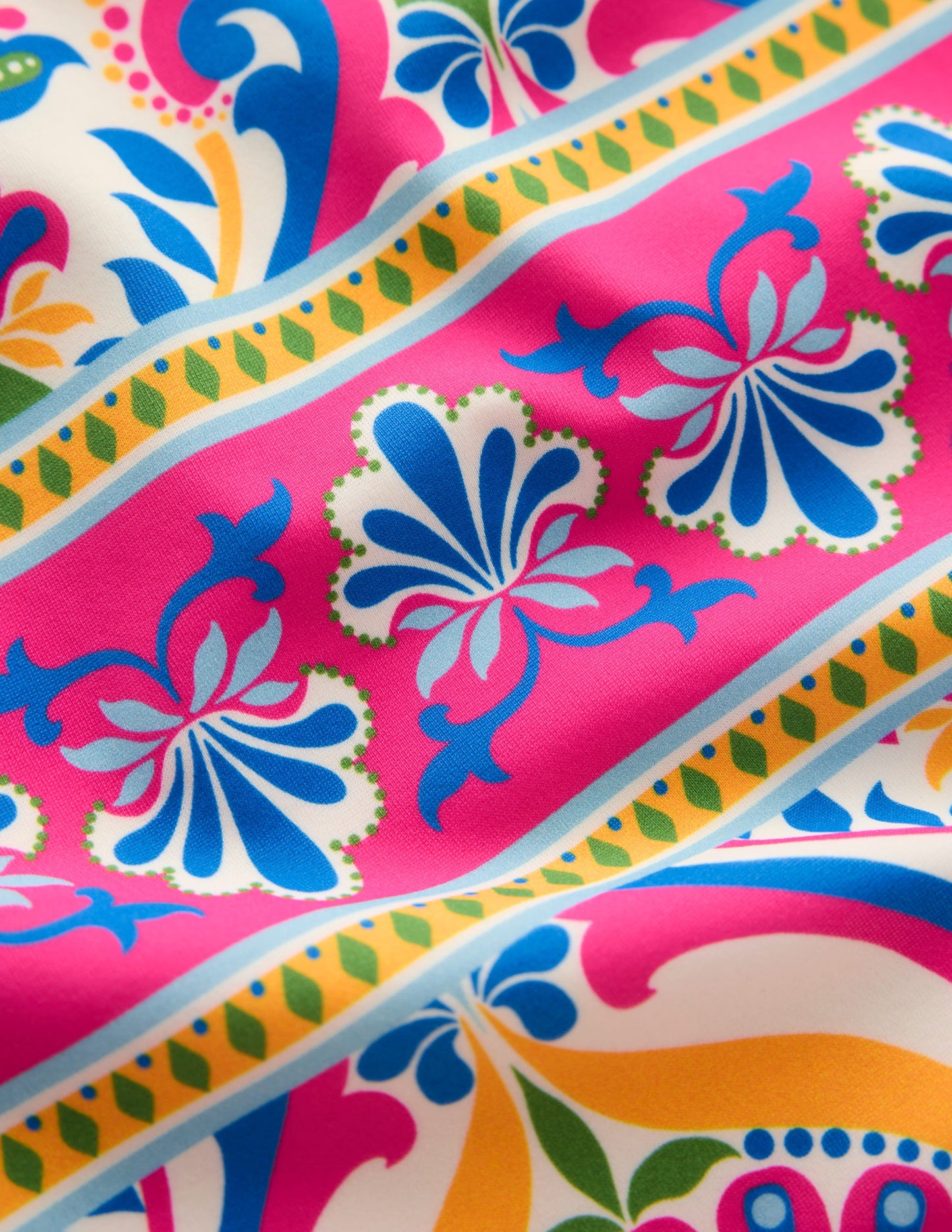 Paros Bandeau-Badeanzug-Bunt, Blumenmuster mit Ornamenten