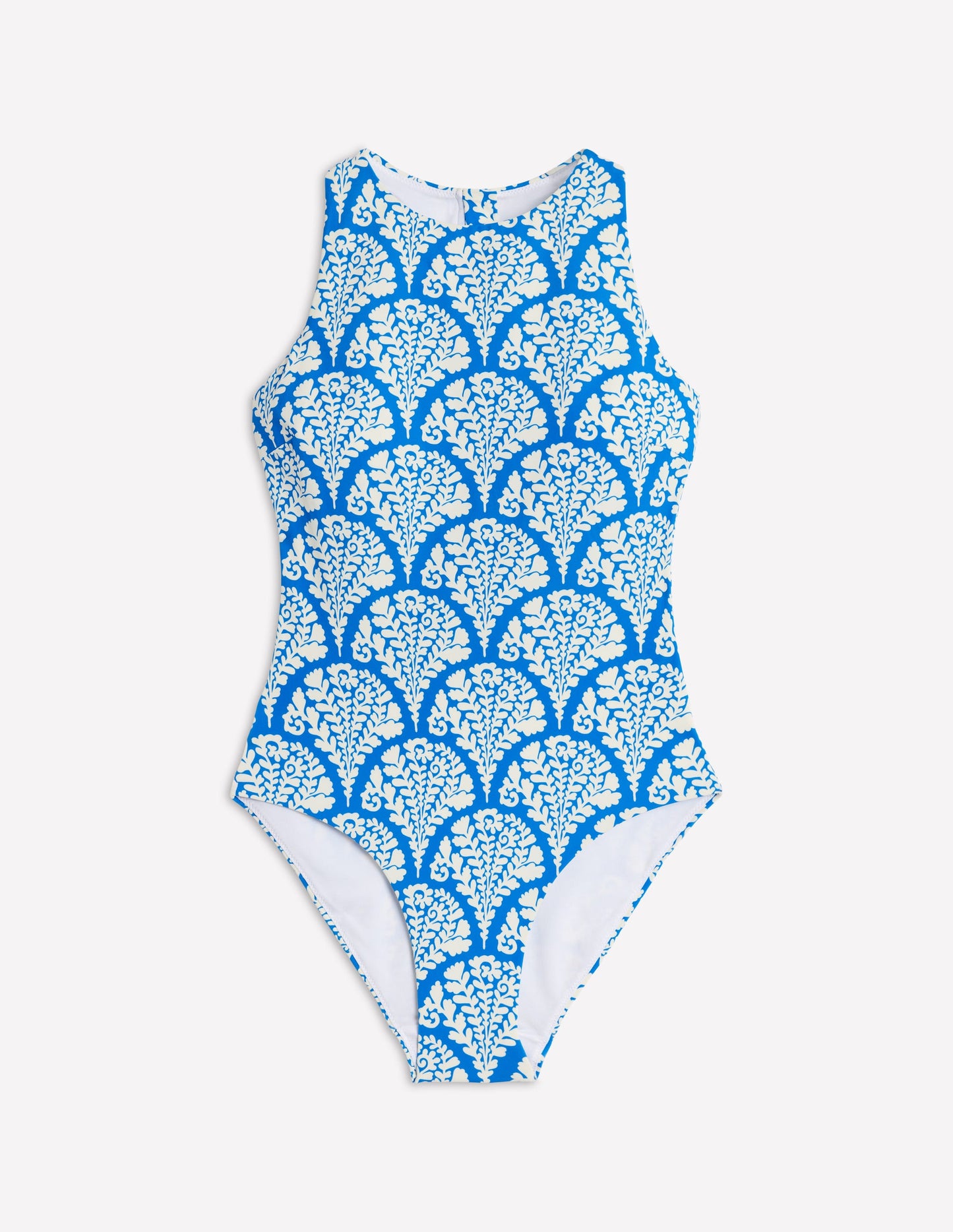 Sportlicher Badeanzug mit Reißverschluss hinten-Leuchtendes Blau, Blühend