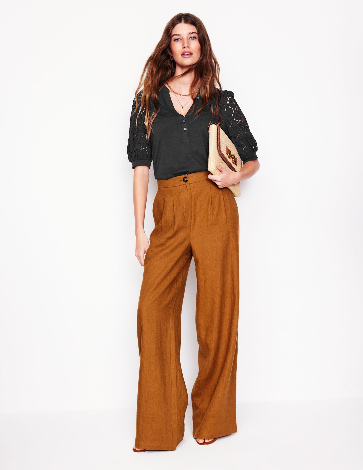 Eden Henley-Shirt mit Puffärmeln-Schwarz